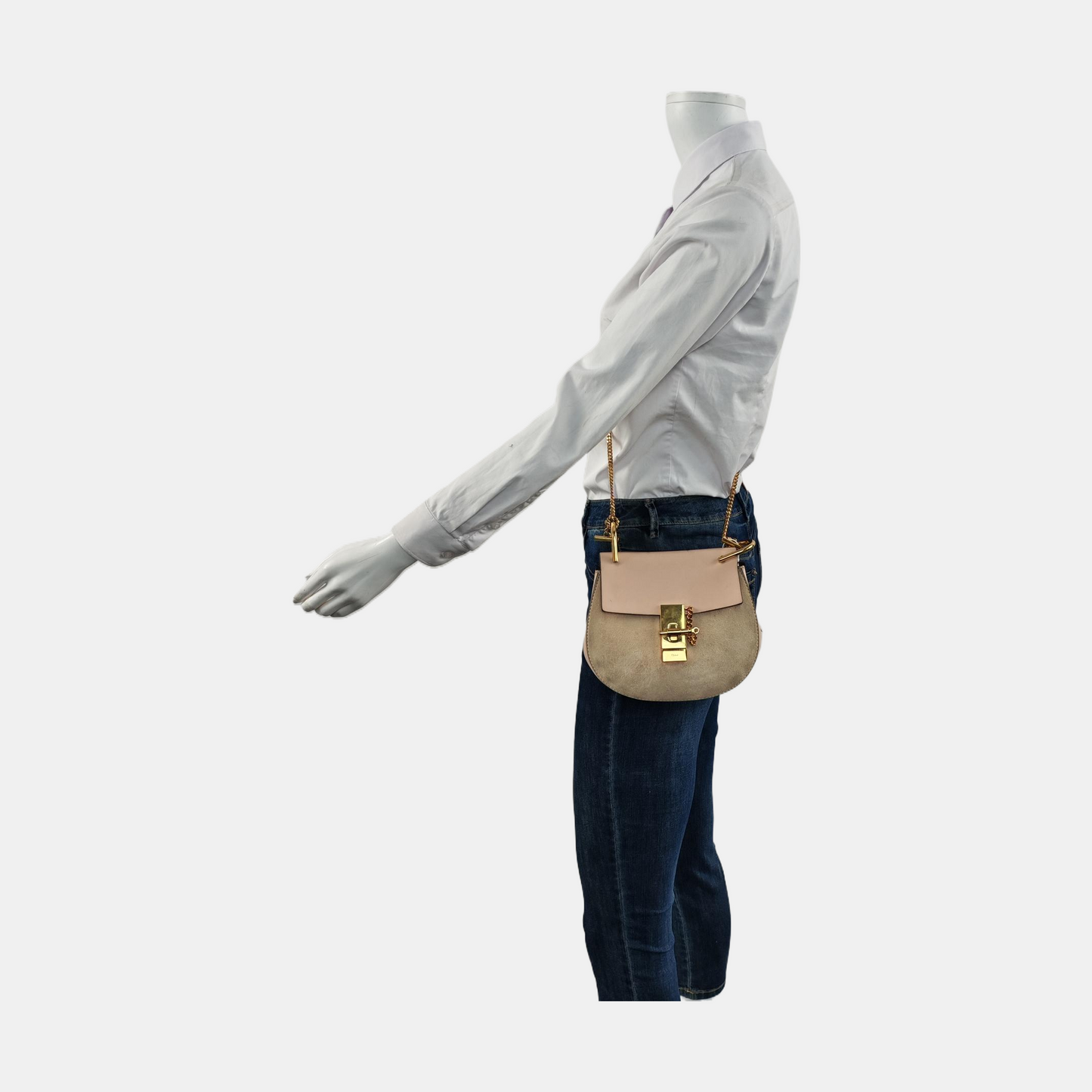 Chloé Drew mini Pink Cowhide Piglet Bag Single Shoulder Bag Golden hardware-(SKU)-955378540
