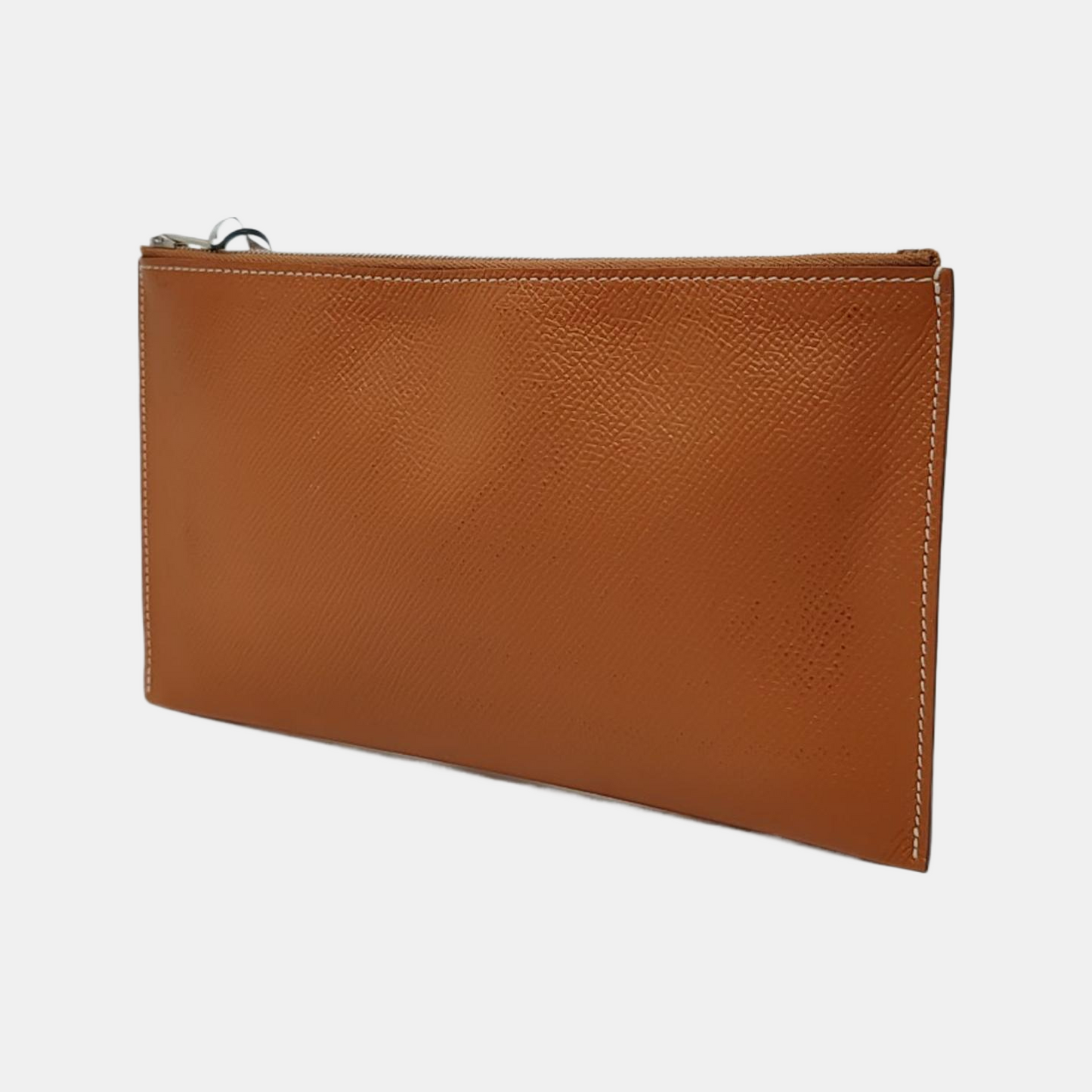 HERMÈS Atout Gold BrownEpsom牛皮手拿包 Silver Hardware Astamp-(SKU)-948732539