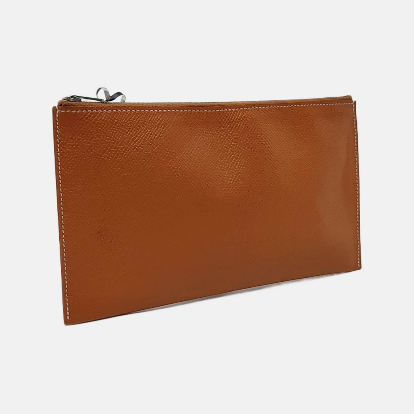 HERMÈS Atout Gold BrownEpsom牛皮手拿包 Silver Hardware Astamp-(SKU)-948732539