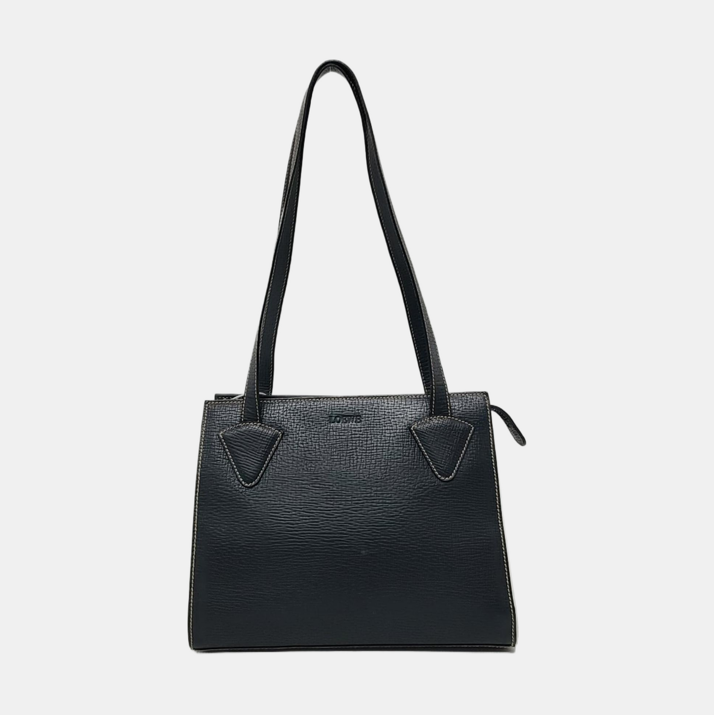 LOEWE Dark Blue Cowhide Single Shoulder Bag Handbag Golden hardware-(SKU)-954940075