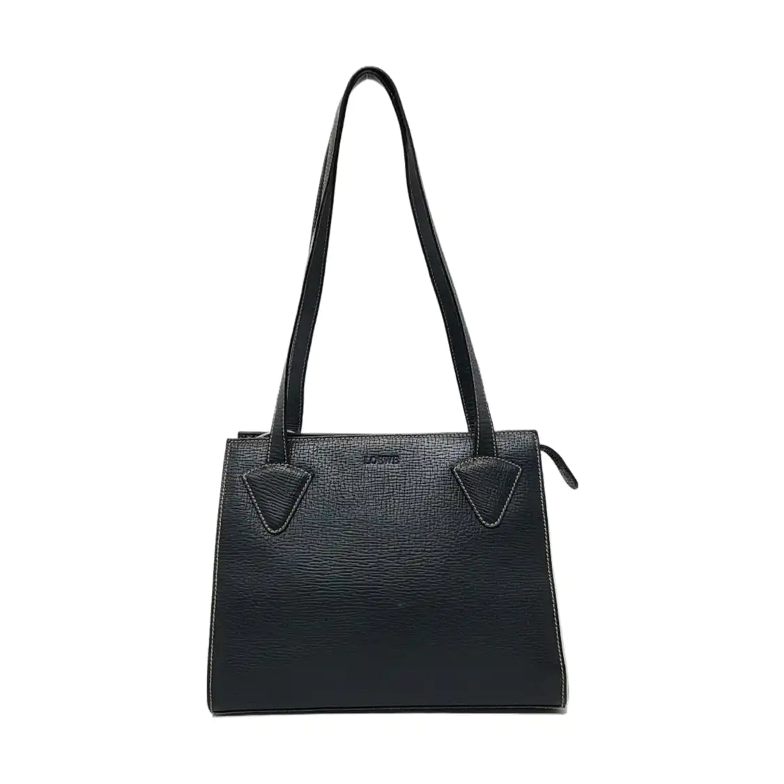 LOEWE Dark Blue Cowhide Single Shoulder Bag Handbag Golden hardware-(SKU)-954940075