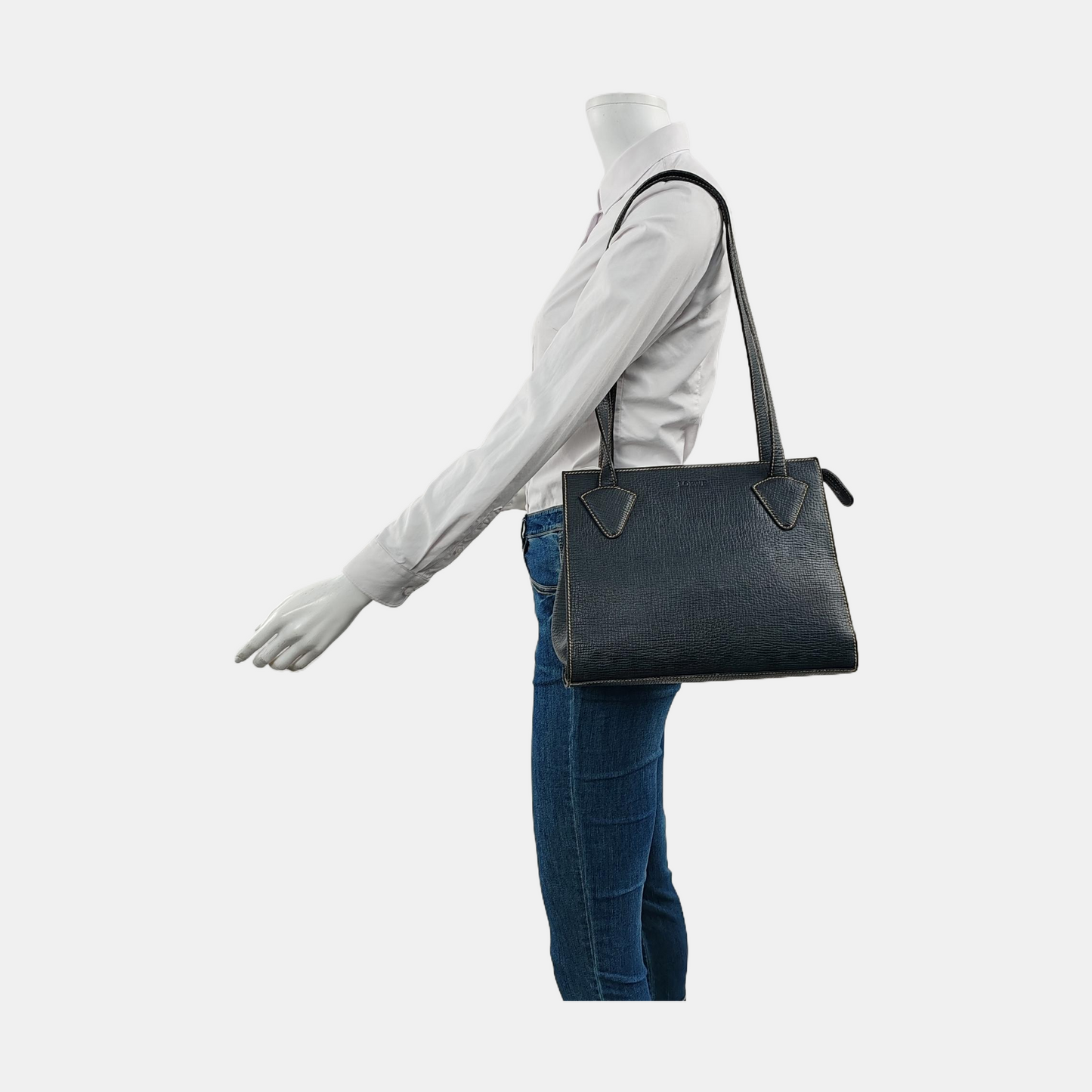 LOEWE Dark Blue Cowhide Single Shoulder Bag Handbag Golden hardware-(SKU)-954940075