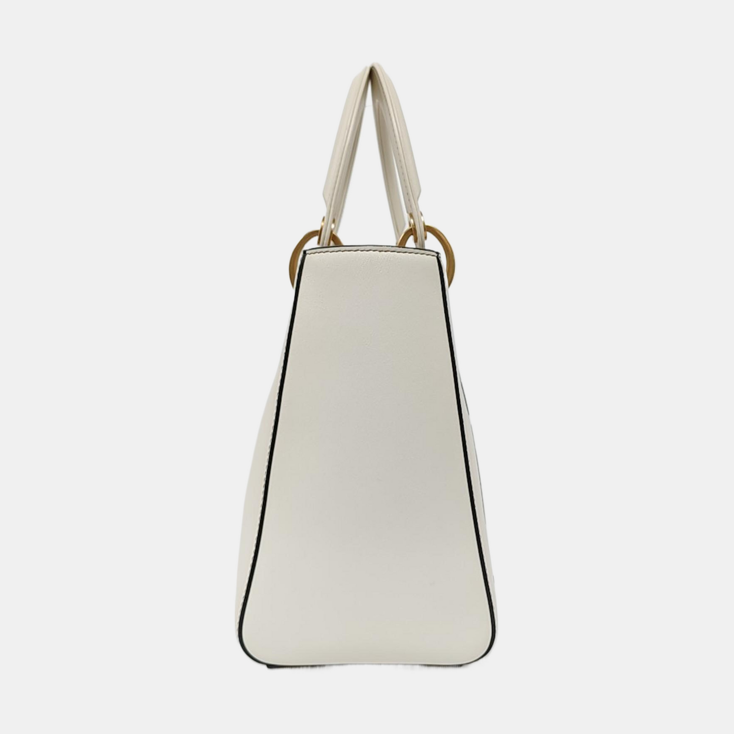 DIOR Lady Dior Medium White Leather Printed Cannage Bag Crossbody Shoulder Bag Handbag Gold Hardware Removable Strap-(SKU)-955334557