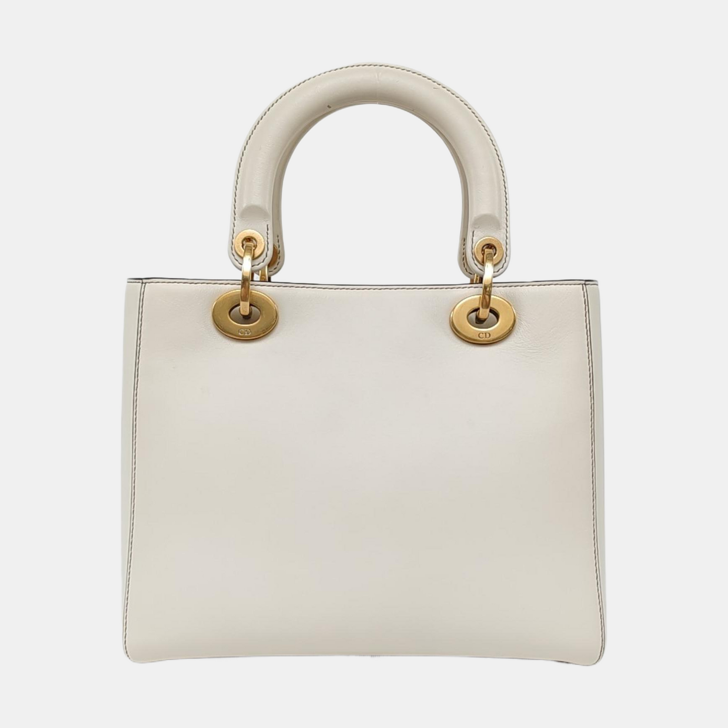 DIOR Lady Dior Medium White Leather Printed Cannage Bag Crossbody Shoulder Bag Handbag Gold Hardware Removable Strap-(SKU)-955334557