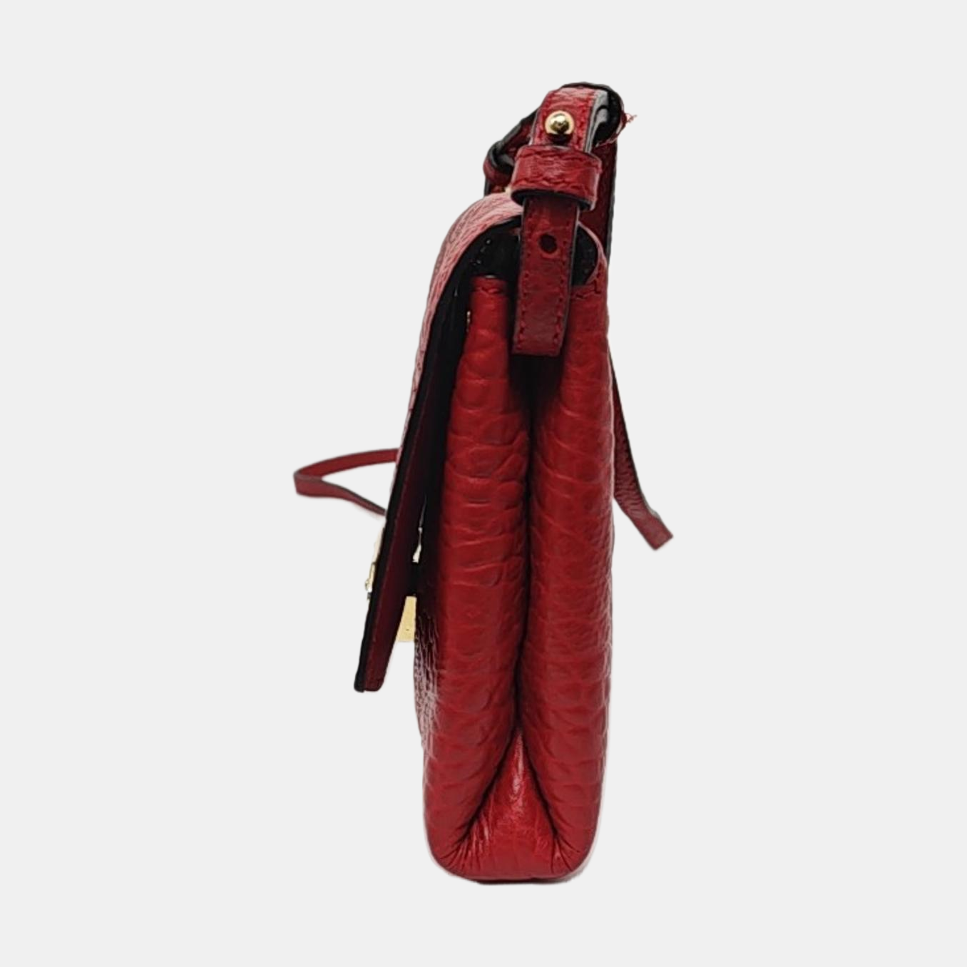 BURBERRY Langley Red Calfskin Embossed Crossbody Bag Golden hardware Removable shoulder strap-(SKU)-954742454