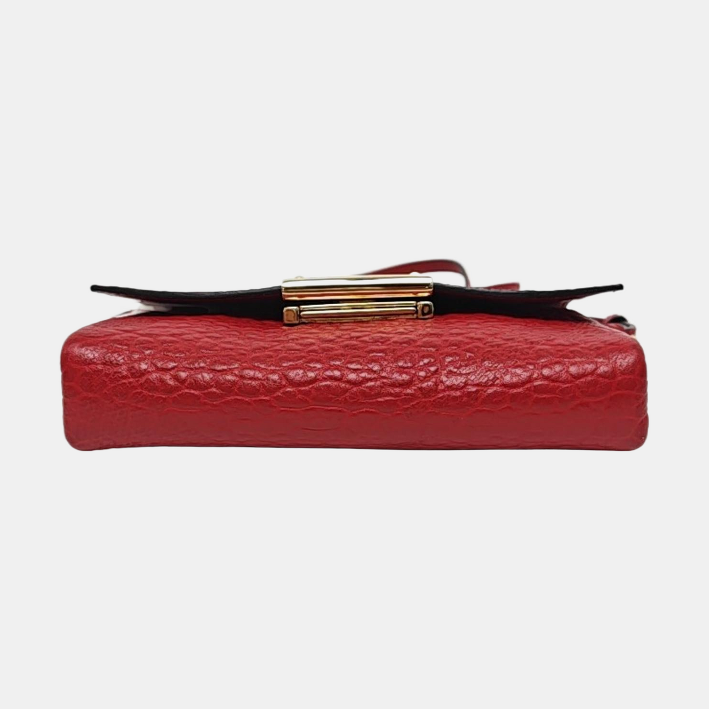 BURBERRY Langley Red Calfskin Embossed Crossbody Bag Golden hardware Removable shoulder strap-(SKU)-954742454
