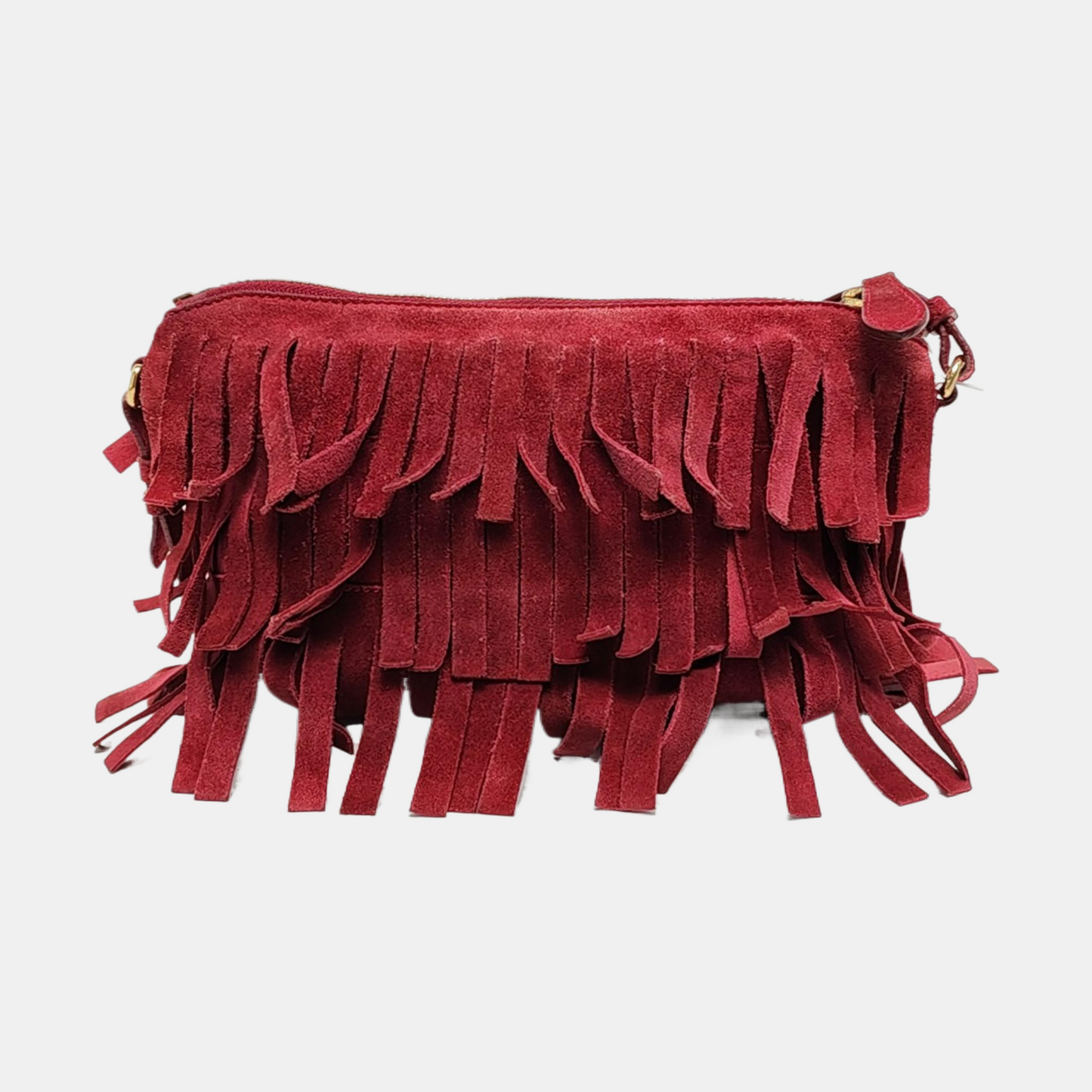 BURBERRY Plum Velvet Leather Fringe Single Shoulder Bag Crossbody Bag Silver Hardware Removable shoulder strap-(SKU)-955725239