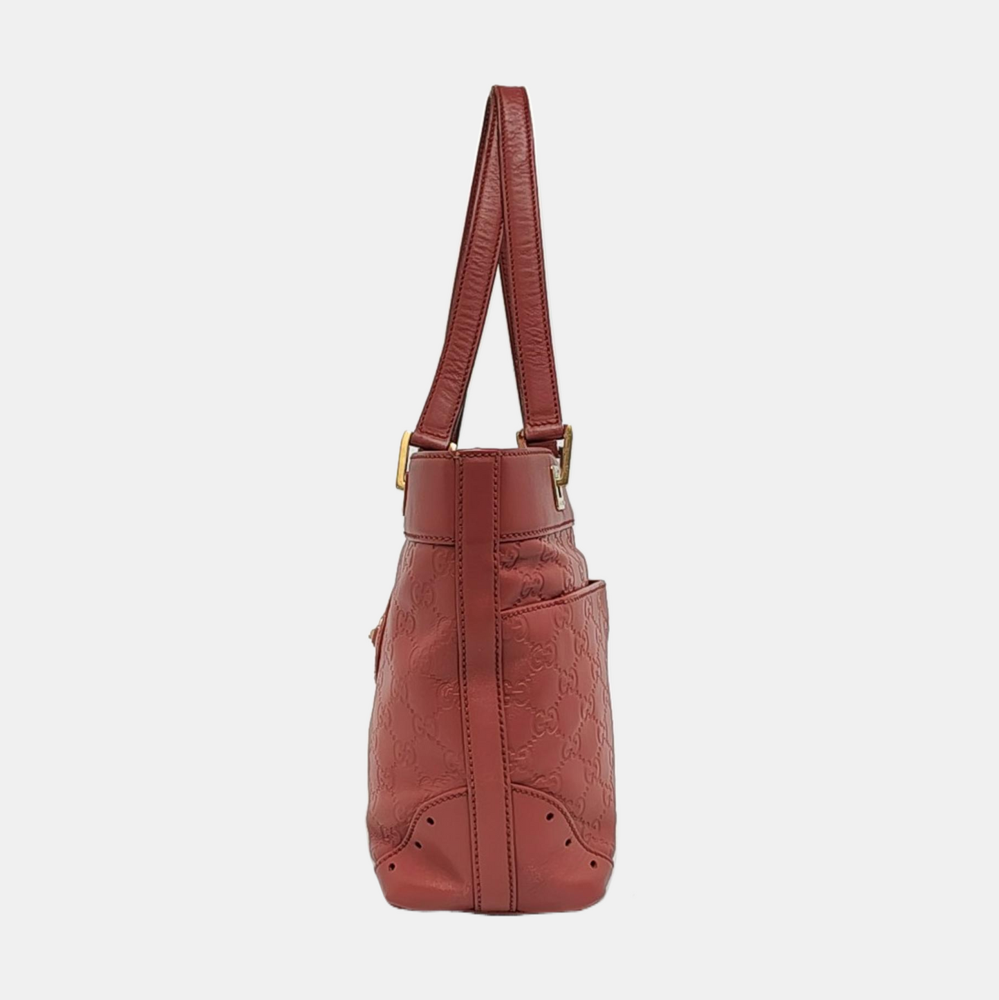 GUCCI Ligne Shima Beige Calf Leather Monogrammed Ripple Texture Single Shoulder Bag Handbag Golden hardware-(SKU)-955507212
