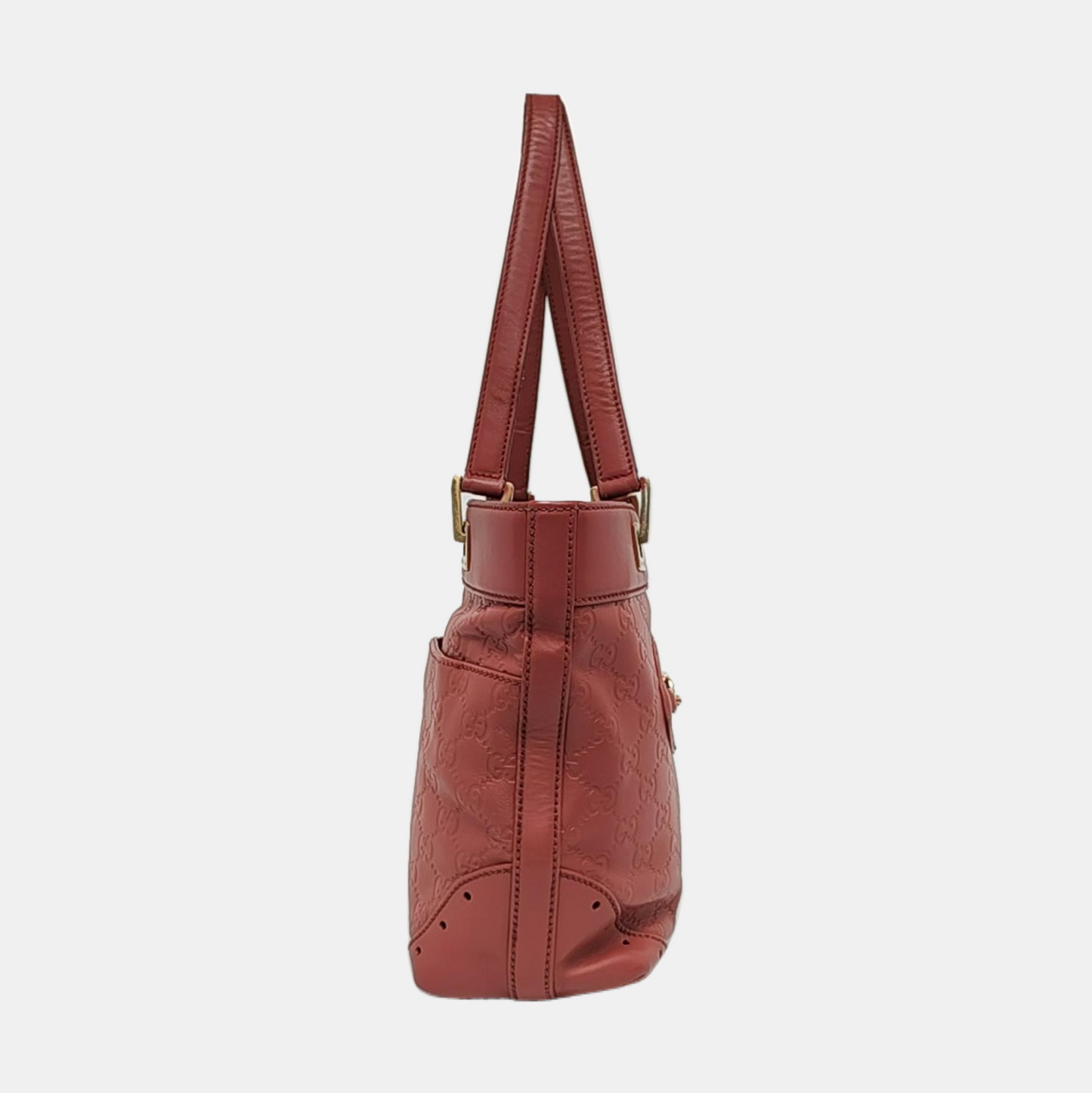 GUCCI Ligne Shima Beige Calf Leather Monogrammed Ripple Texture Single Shoulder Bag Handbag Golden hardware-(SKU)-955507212