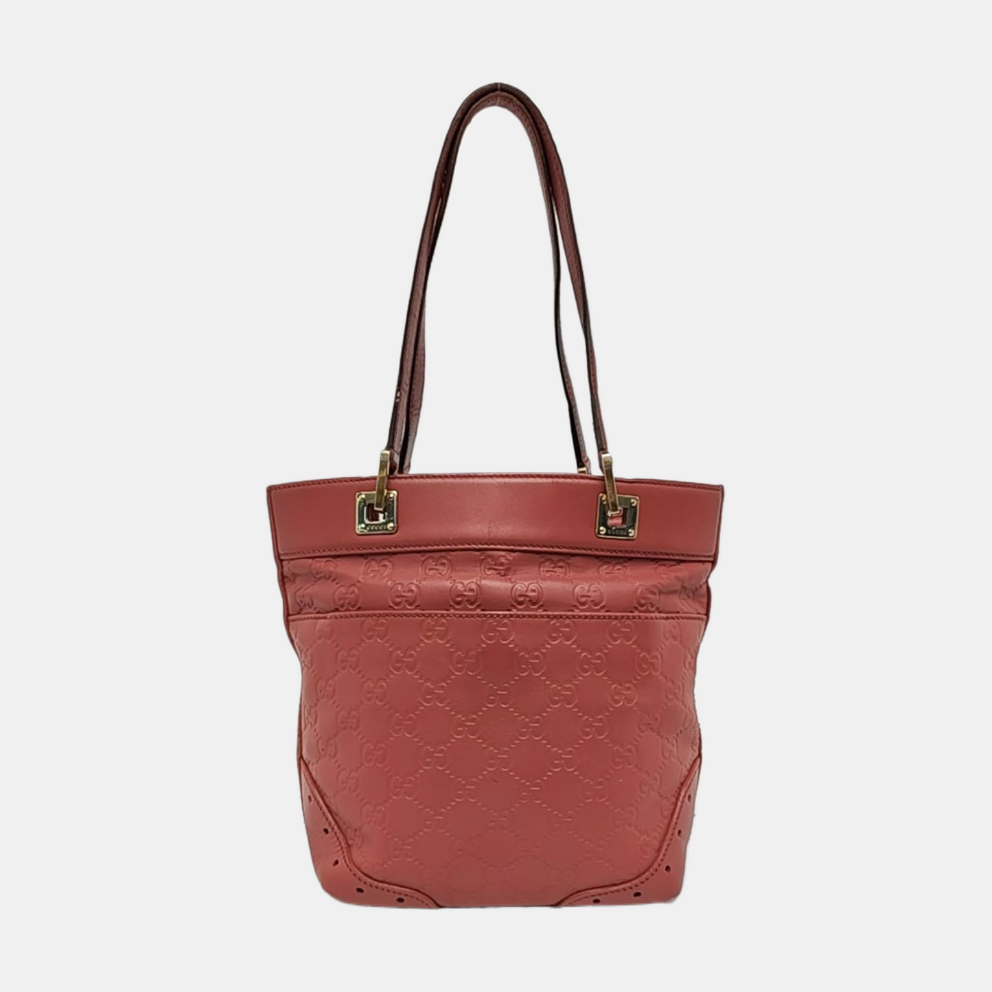 GUCCI Ligne Shima Beige Calf Leather Monogrammed Ripple Texture Single Shoulder Bag Handbag Golden hardware-(SKU)-955507212