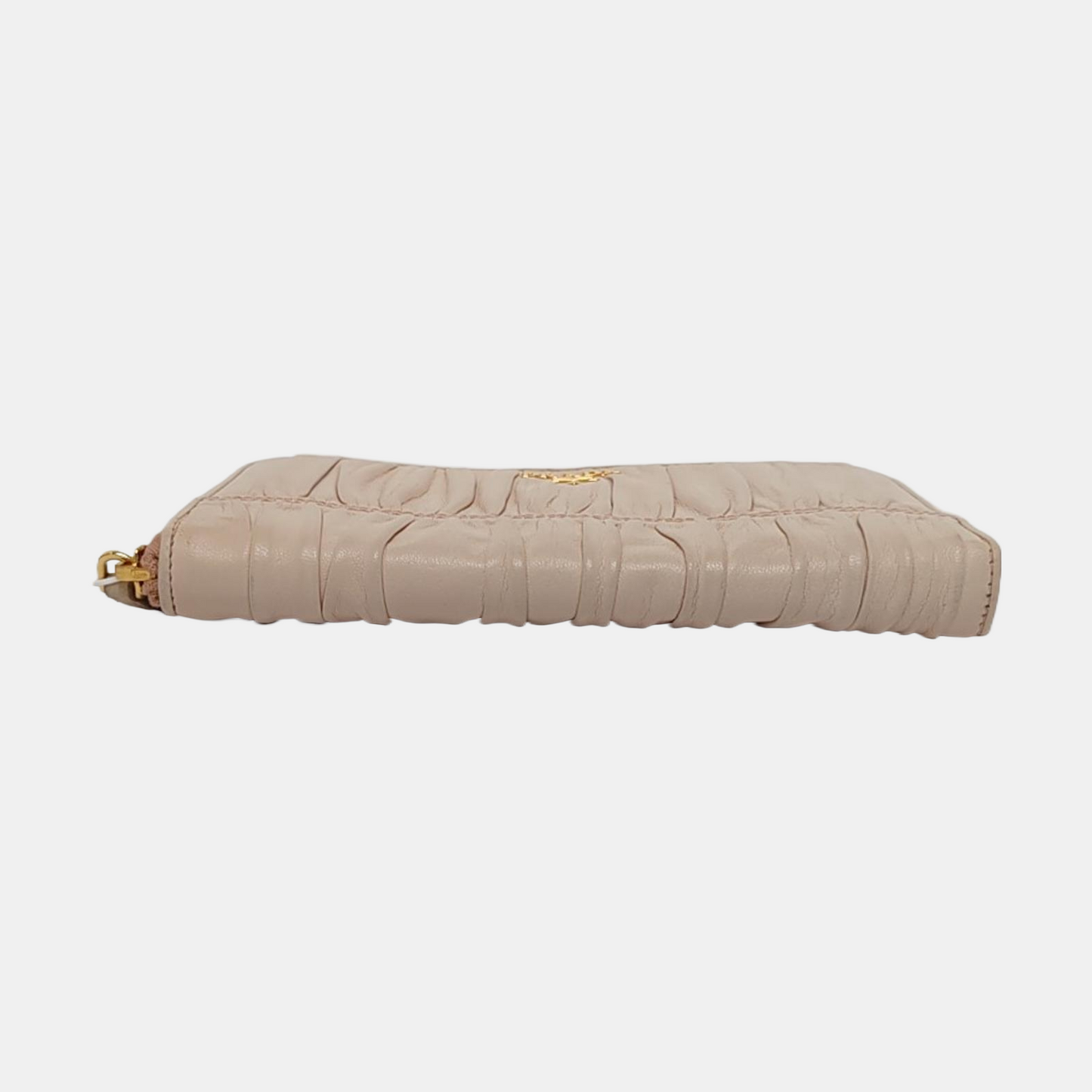 PRADA Beige Lamb Leather Quilted Wallet Golden hardware-(SKU)-955711788