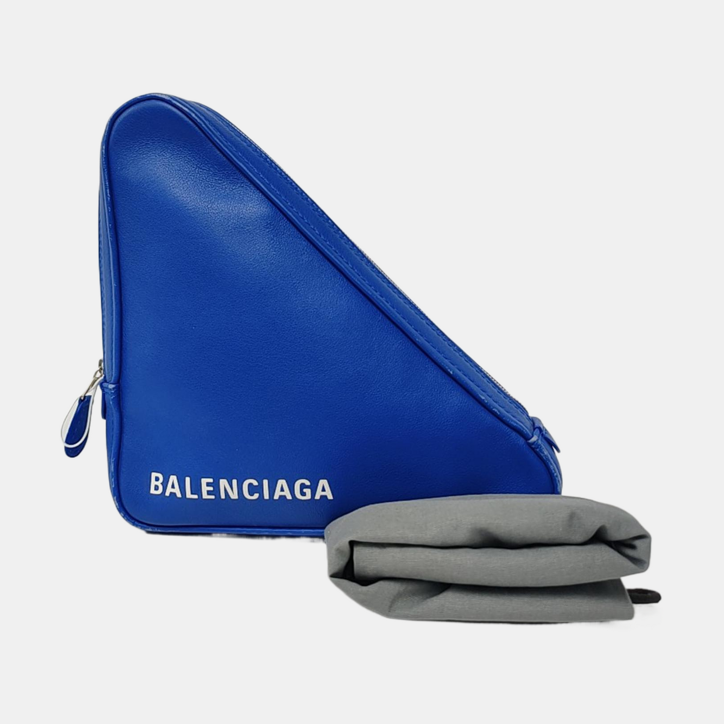 BALENCIAGA Triangle Blue Cowhide Print Clutch Silver Hardware-(SKU)-955687445
