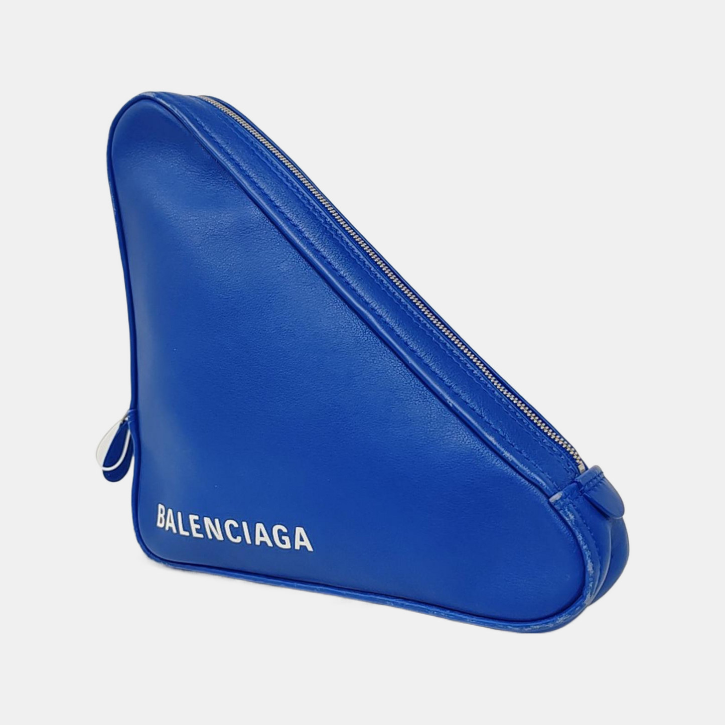 BALENCIAGA Triangle Blue Cowhide Print Clutch Silver Hardware-(SKU)-955687445