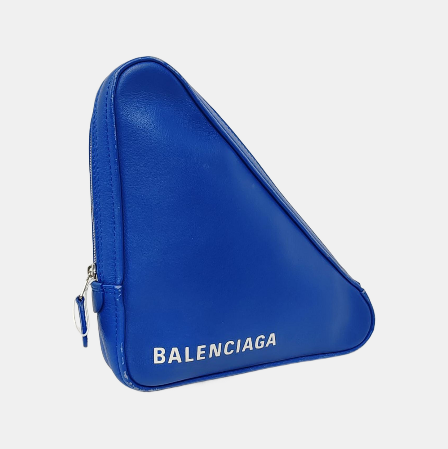BALENCIAGA Triangle Blue Cowhide Print Clutch Silver Hardware-(SKU)-955687445