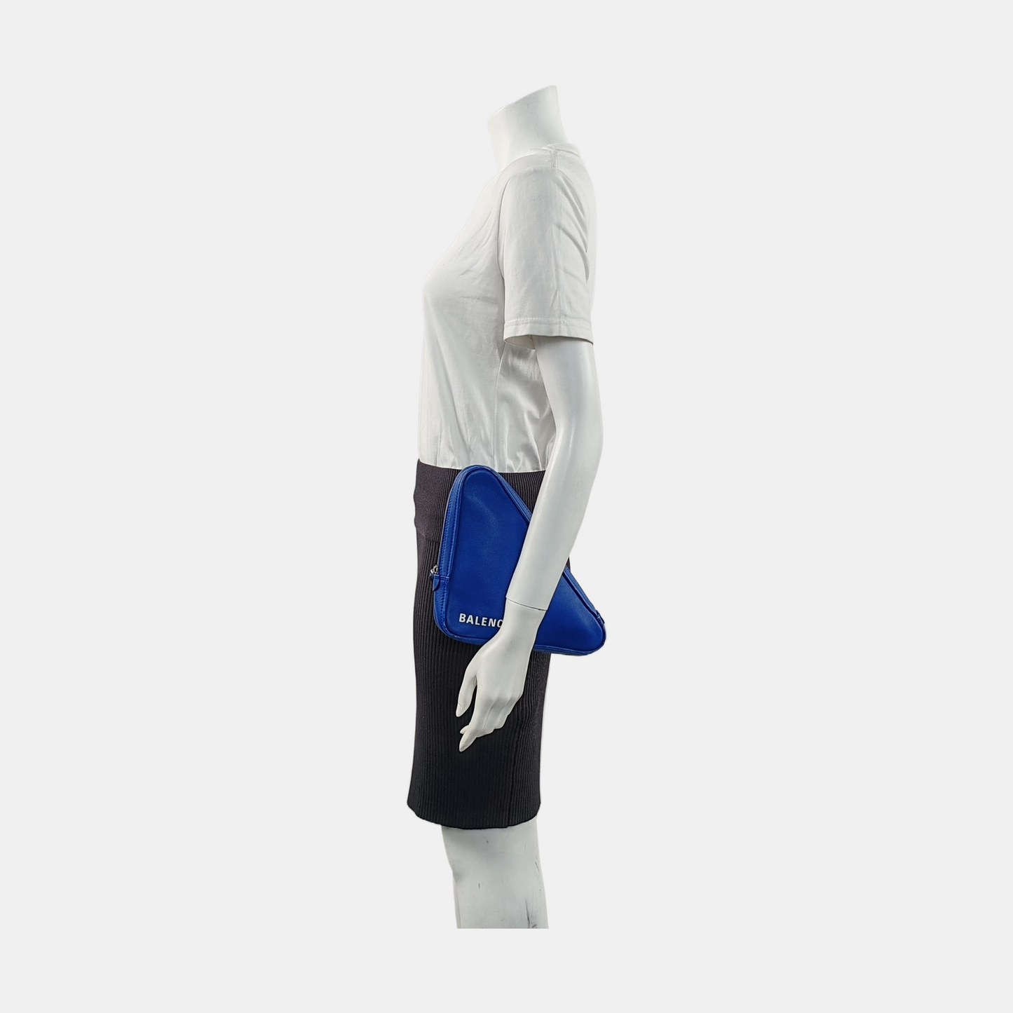 BALENCIAGA Triangle Blue Cowhide Print Clutch Silver Hardware-(SKU)-955687445
