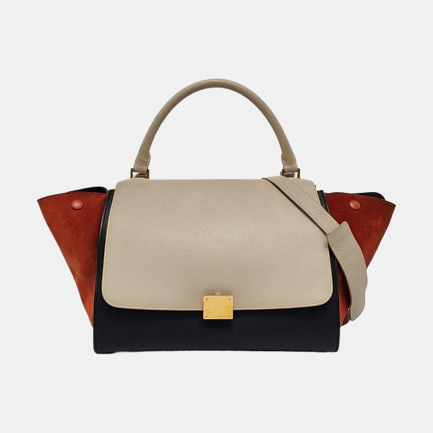 CELINE TRAPEZE Medium size Multicolor Leather Swing Bag Shoulder Bag Tote Bag Crossbody Bag Golden hardware Removable shoulder strap-(SKU)-955616288