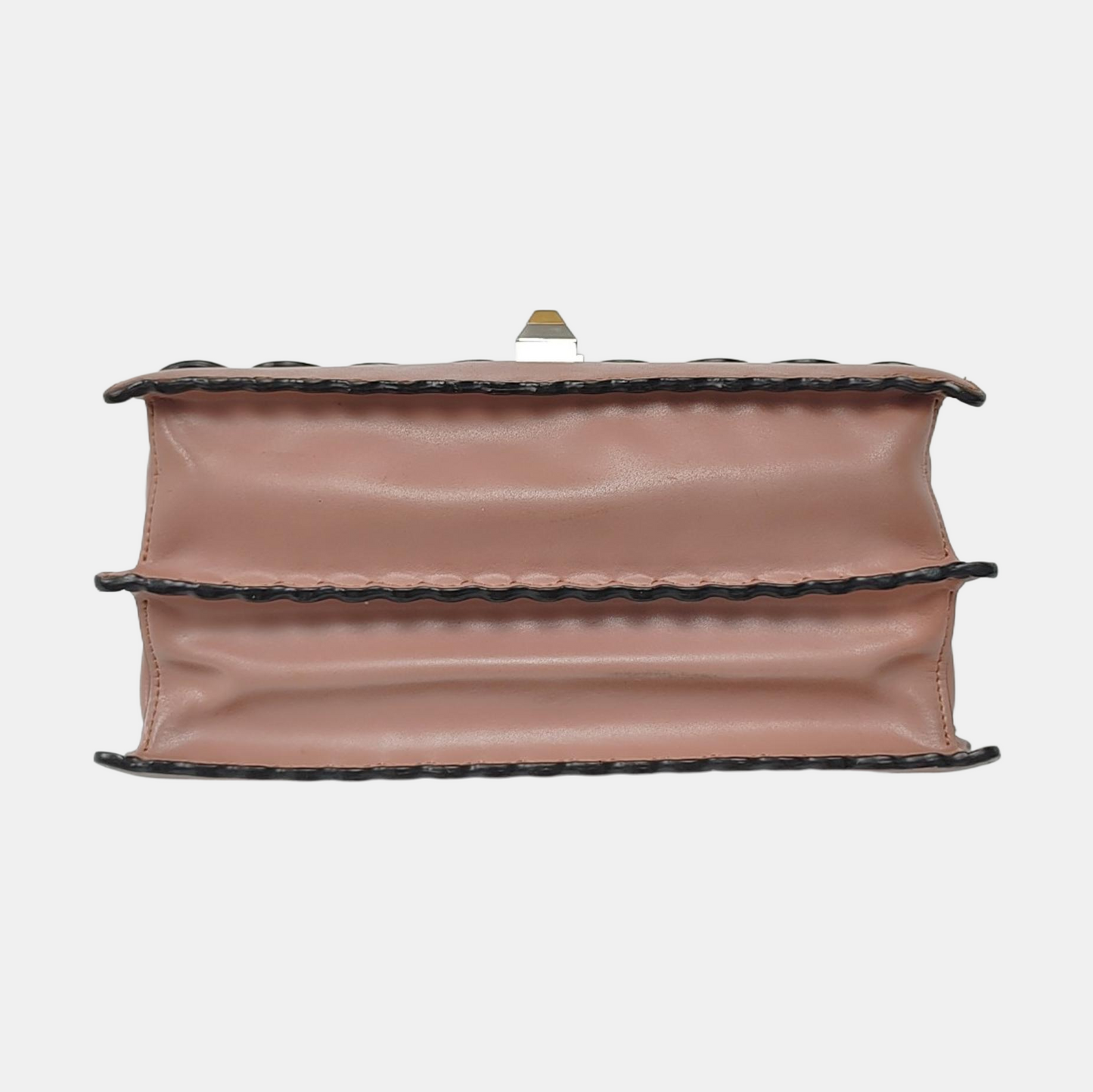FENDI Kan I Medium size Beige Cowhide Stud Crossbody Single Shoulder Handbag Tote Silver Green Hardware-(SKU)-955840718