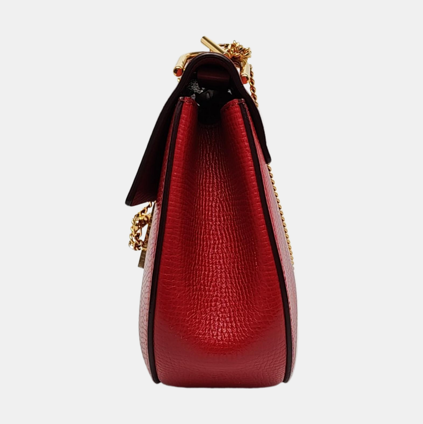 Chloé Drew Medium size Red Cowhide Piggy Bag Single Shoulder Bag Sling Golden hardware-(SKU)-955862500