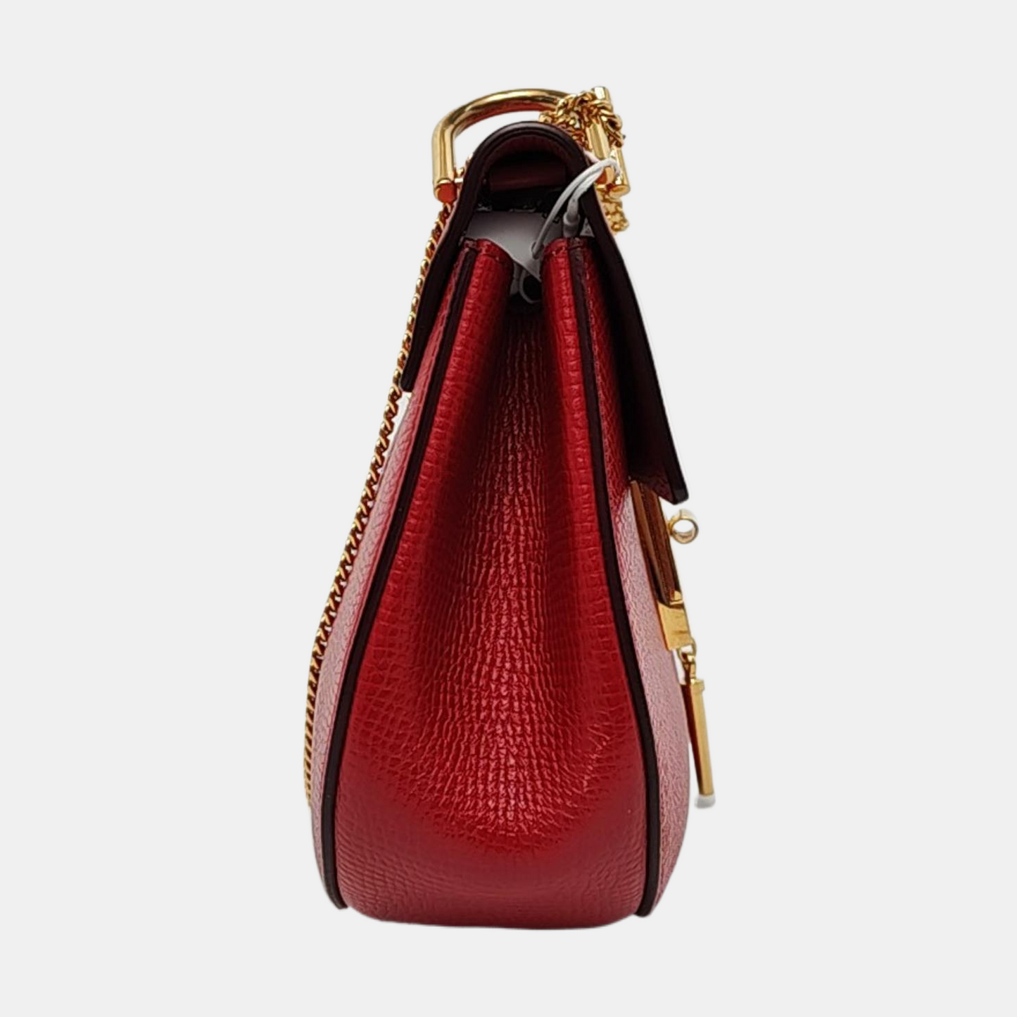 Chloé Drew Medium size Red Cowhide Piggy Bag Single Shoulder Bag Sling Golden hardware-(SKU)-955862500