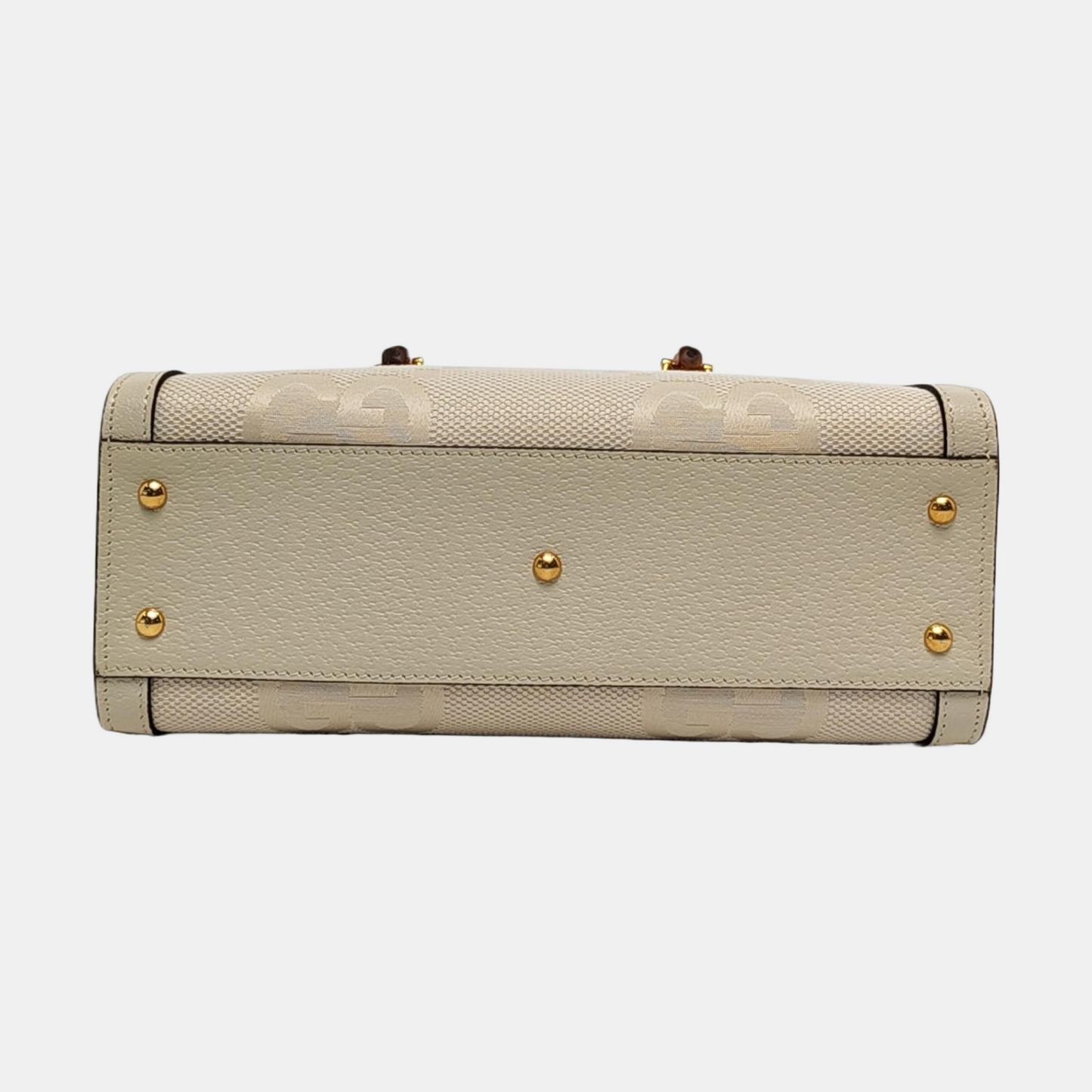 GUCCI Diana Small White Canvas Monogram Bamboo Handle Shoulder Bag Tote Bag Golden Hardware 2 Removable Straps-(SKU)-955631350