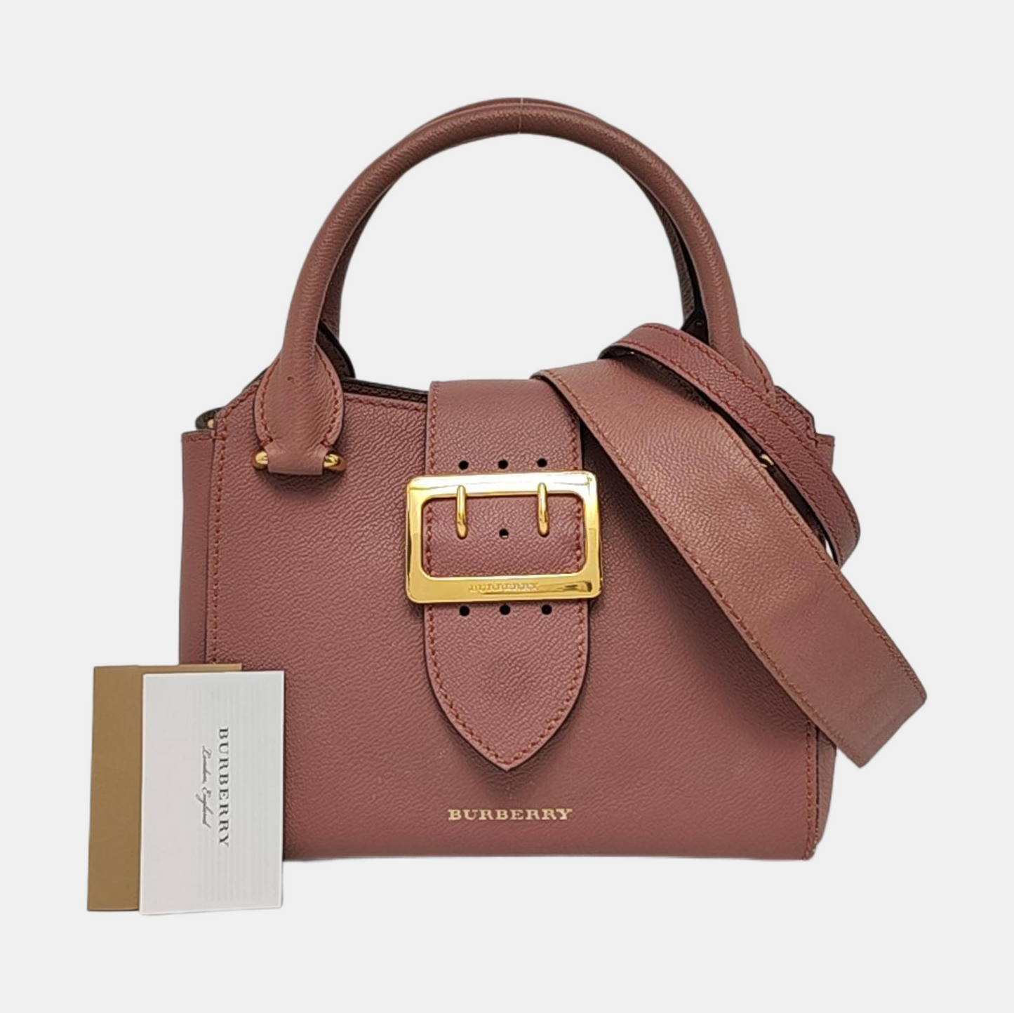 BURBERRY Buckle Pink Cowhide Sling Bag Tote Bag Golden hardware shoulder straps-(SKU)-955529544
