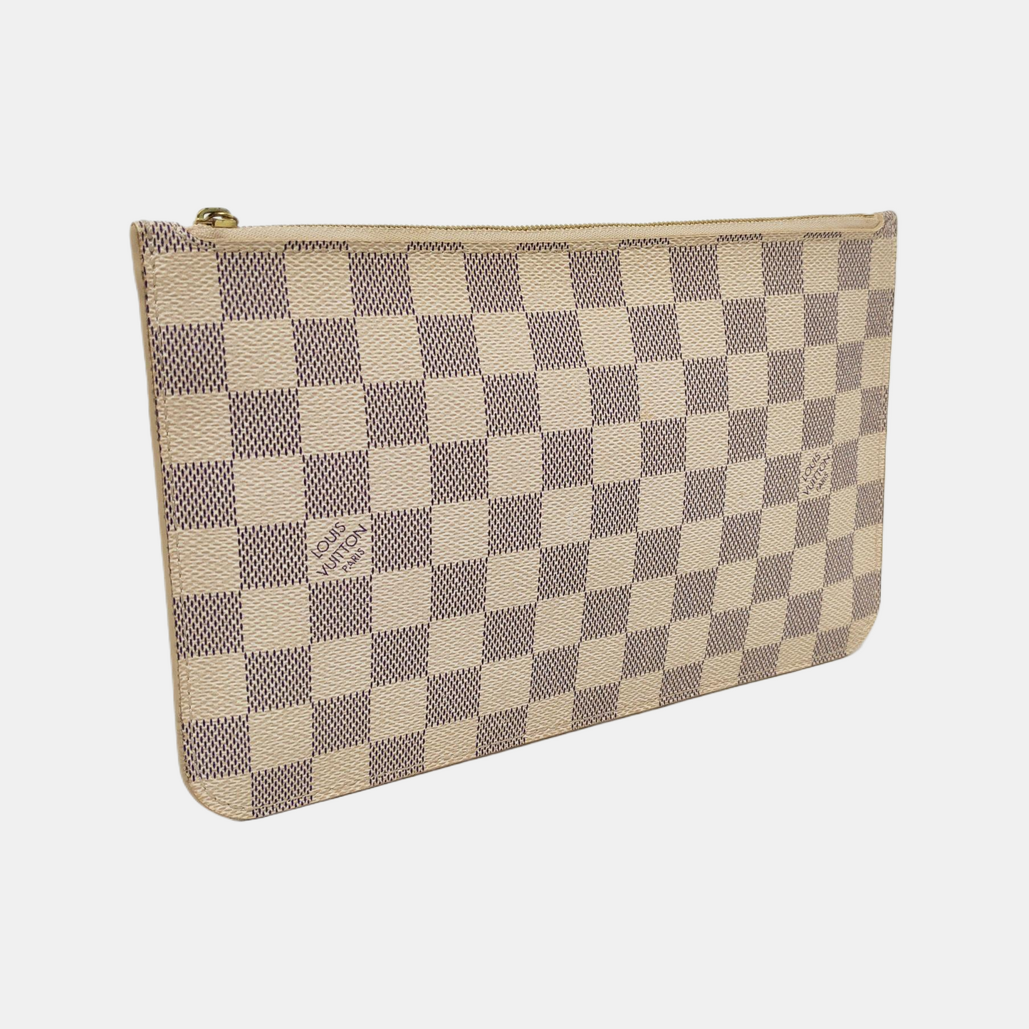 LOUIS VUITTON NEVERFULL Large size White Coated Canvas Checkered Shopping Bag Handbag Golden hardware-(SKU)-955820741