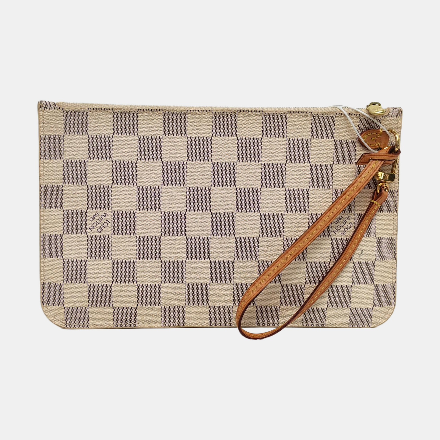 LOUIS VUITTON NEVERFULL Large size White Coated Canvas Checkered Shopping Bag Handbag Golden hardware-(SKU)-955820741