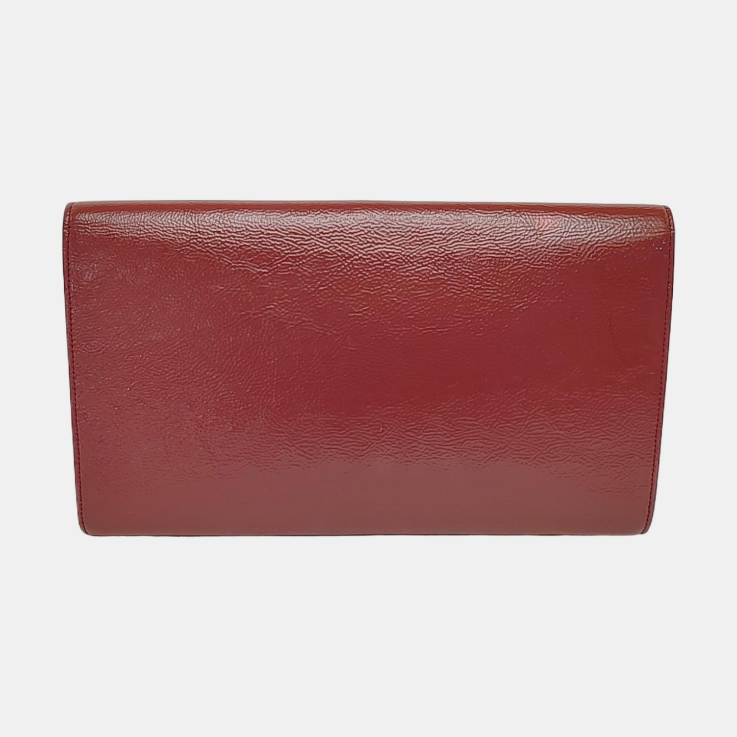 YSL BELLE JOUR Large size Brick Red Patent Leather Quilted Clutch Golden hardware-(SKU)-955692899