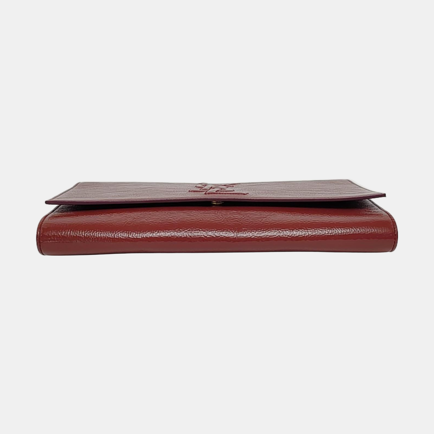 YSL BELLE JOUR Large size Brick Red Patent Leather Quilted Clutch Golden hardware-(SKU)-955692899