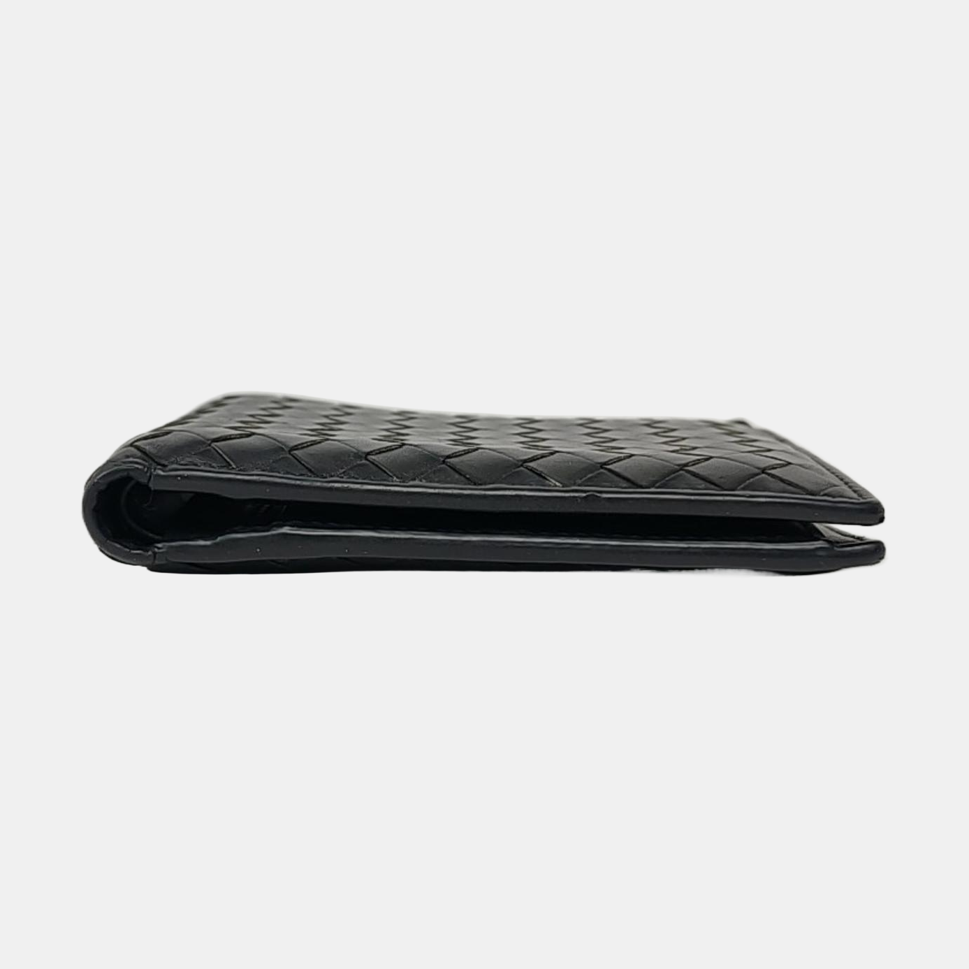BOTTEGA VENETA Black Sheepskin Woven Wallet-(SKU)-955363008
