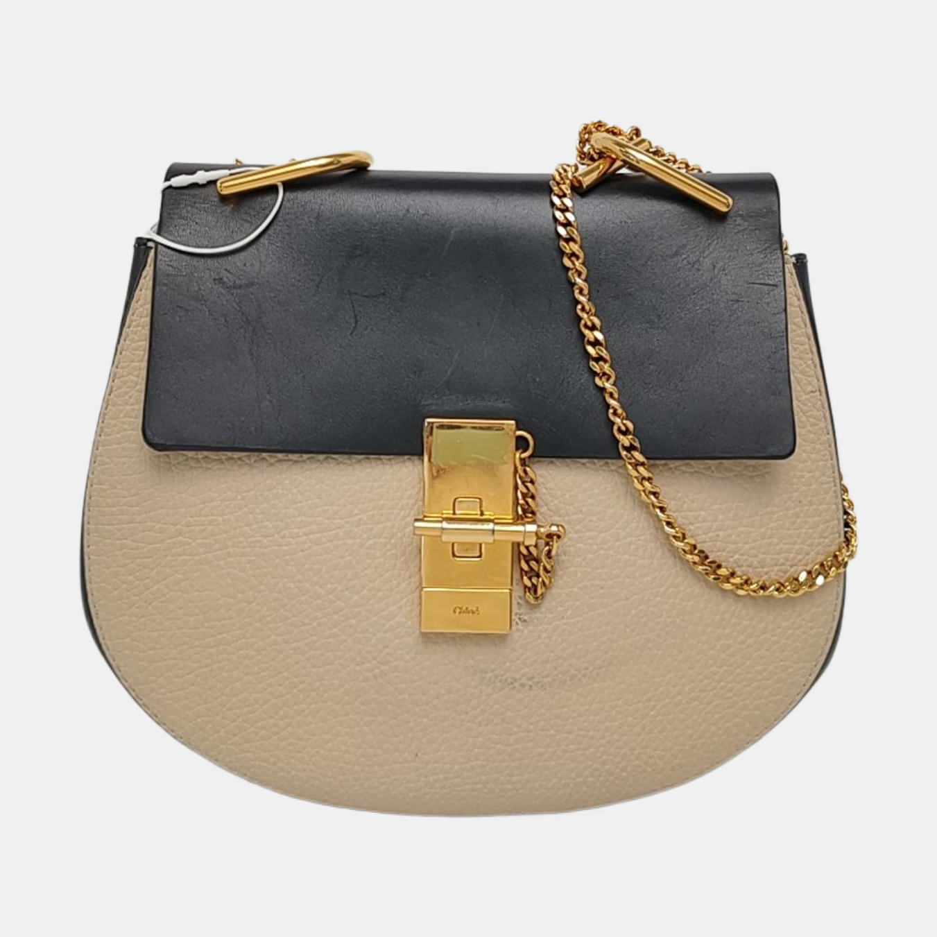Chloé Drew Medium size Beige Cowhide Piglet Bag with Shoulder and Crossbody Strap Golden hardware-(SKU)-955598189