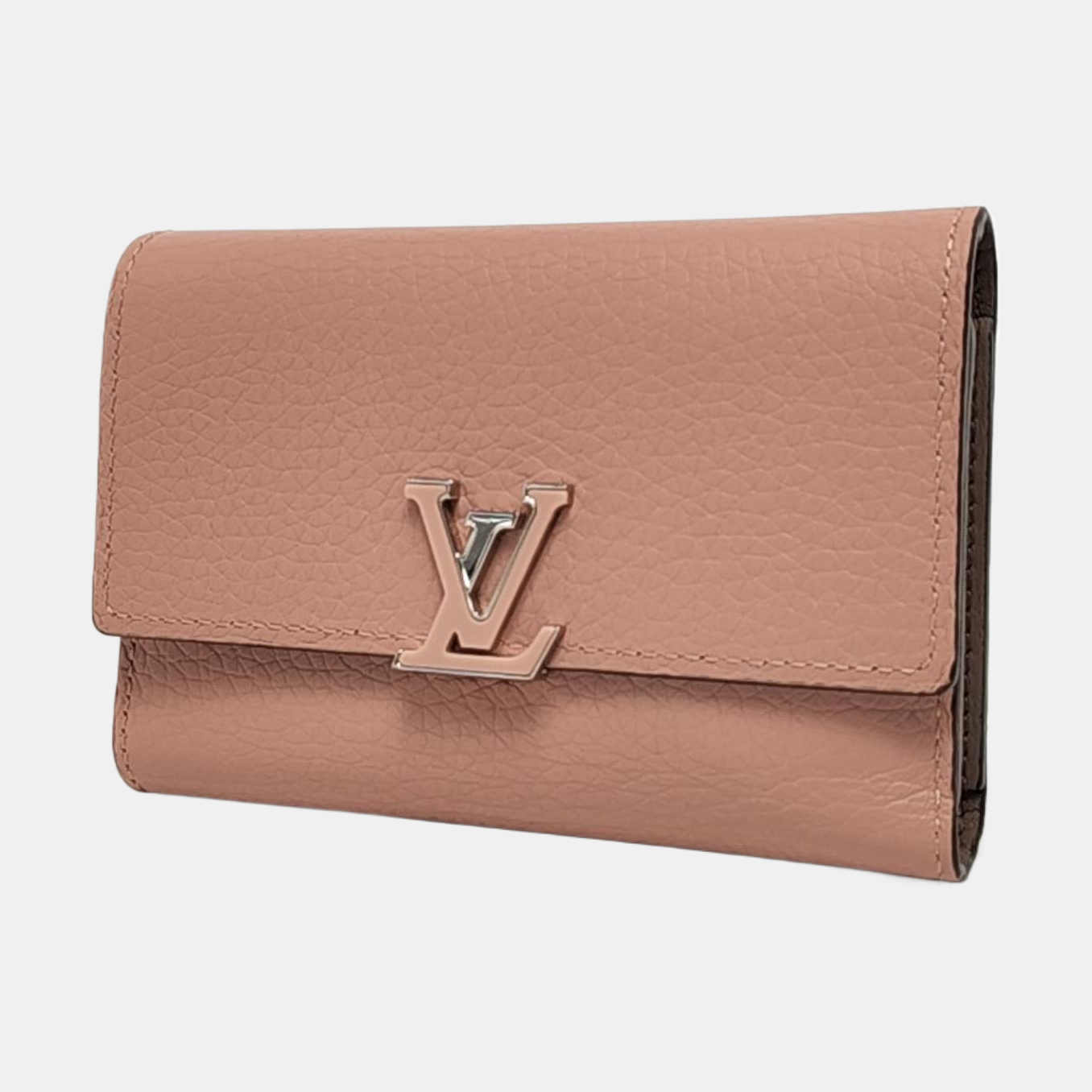 LOUIS VUITTON CAPUCINES Nude Pink Cow Leather Wallet Silver Hardware-(SKU)-955686743