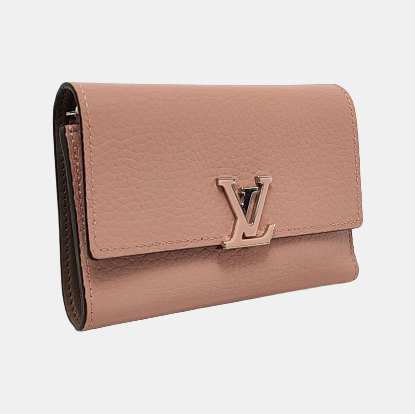 LOUIS VUITTON CAPUCINES Nude Pink Cow Leather Wallet Silver Hardware-(SKU)-955686743