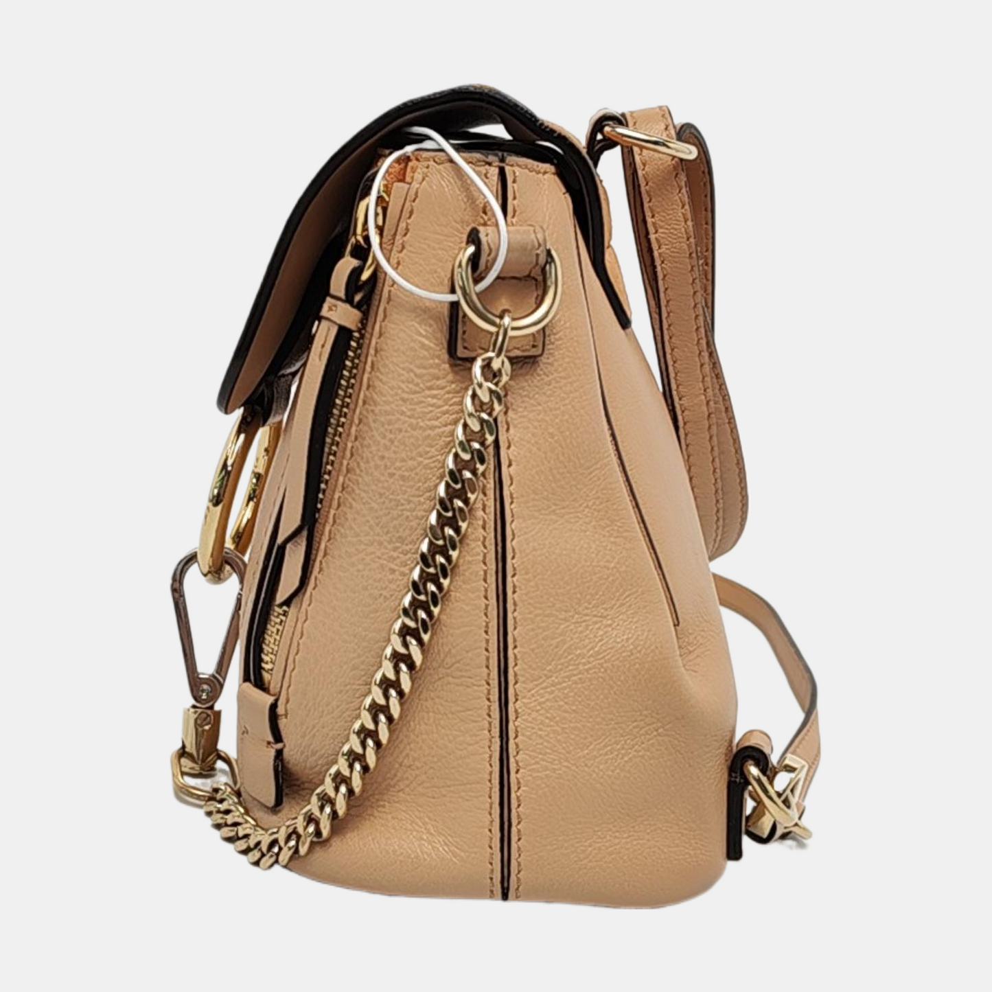 Chloé Faye mini Khaki Cowhide Single Shoulder Bag Backpack Golden hardware shoulder straps-(SKU)-955720331