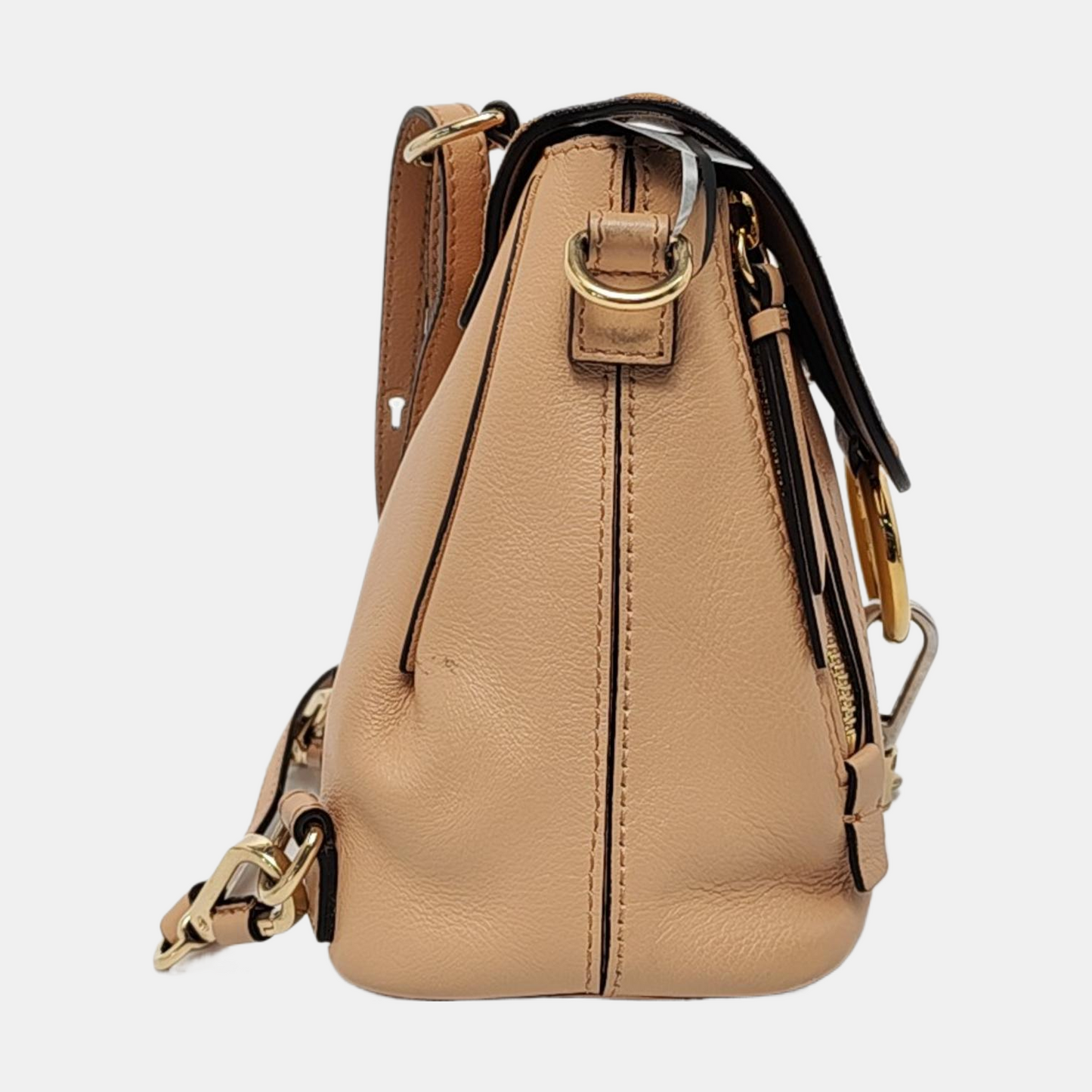 Chloé Faye mini Khaki Cowhide Single Shoulder Bag Backpack Golden hardware shoulder straps-(SKU)-955720331