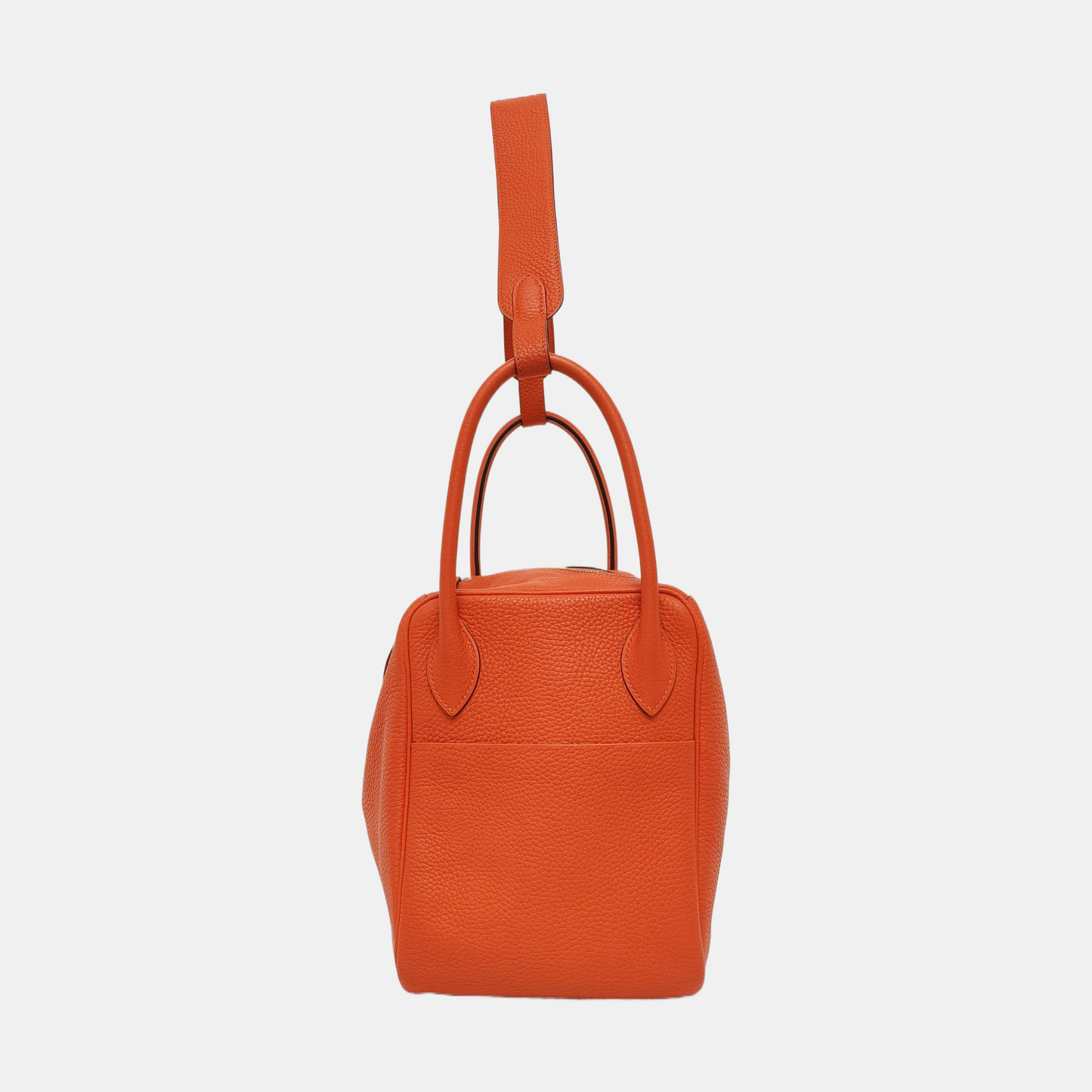 HERMÈS Lindy 34 Hermes Orange Clemence Leather Lindy Bag Crossbody Bag Handbag Silver Hardware X Engraving-(SKU)-955680085