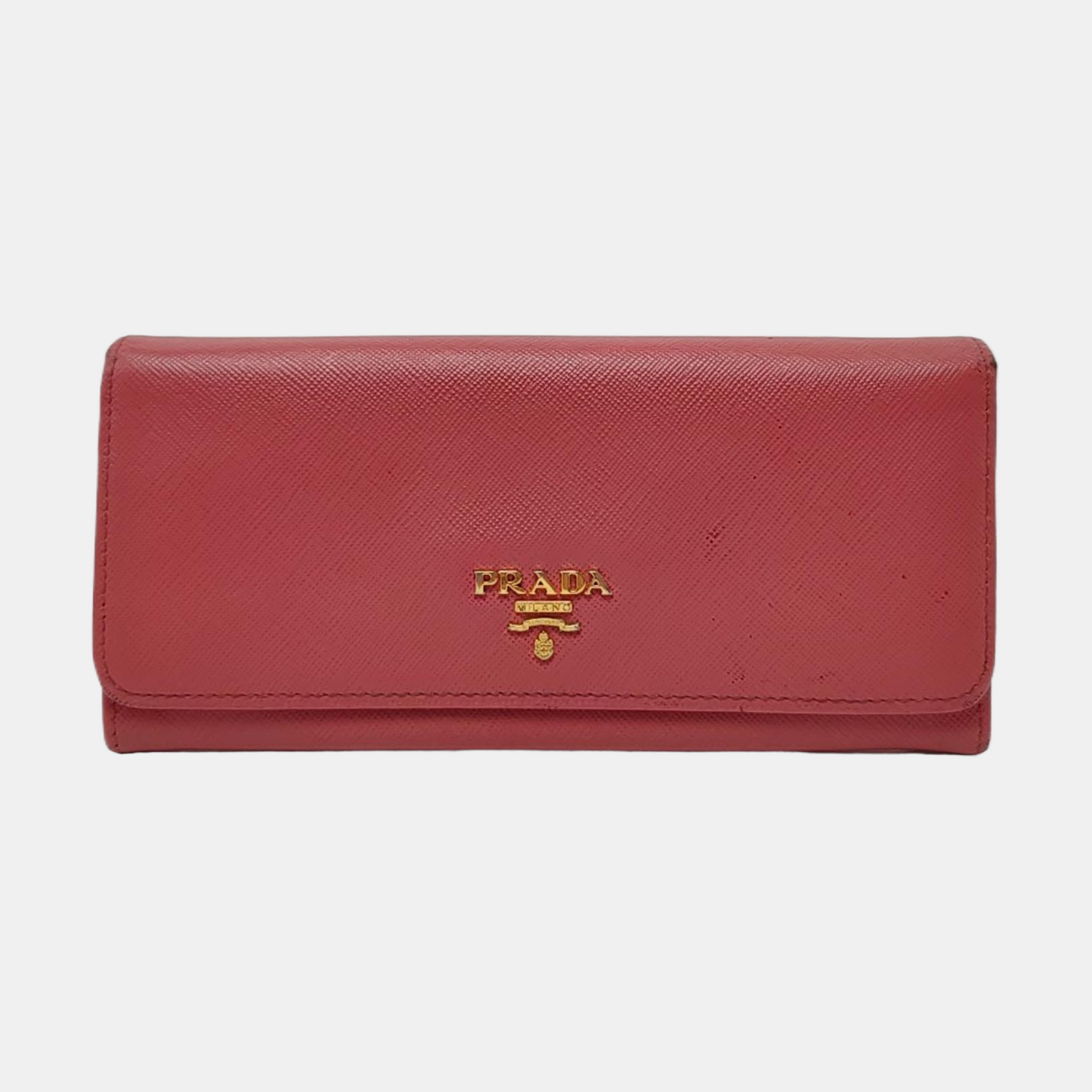 PRADA Pink cowhide cross-grain wallet Golden hardware-(SKU)-955720758
