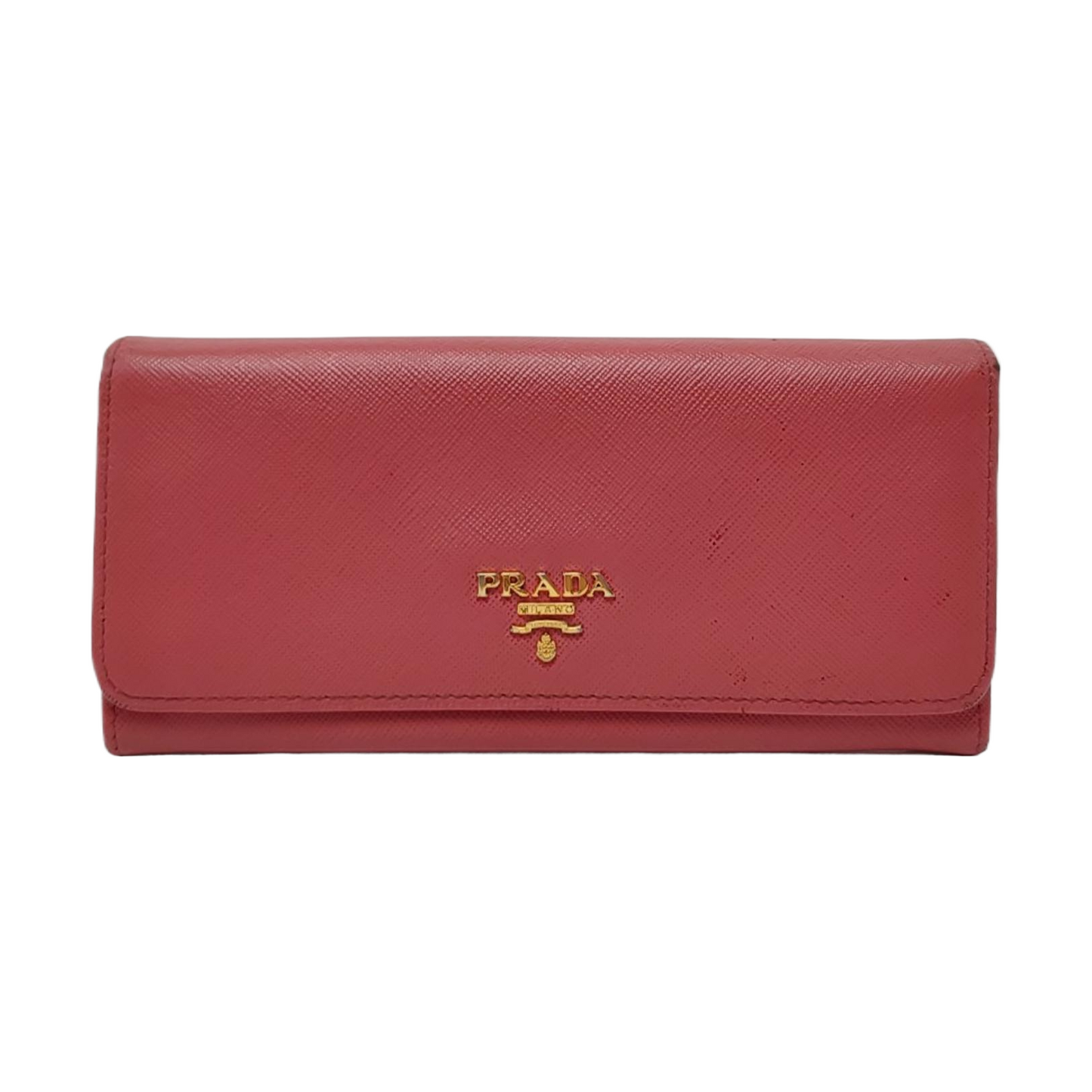 PRADA Pink cowhide cross-grain wallet Golden hardware-(SKU)-955720758