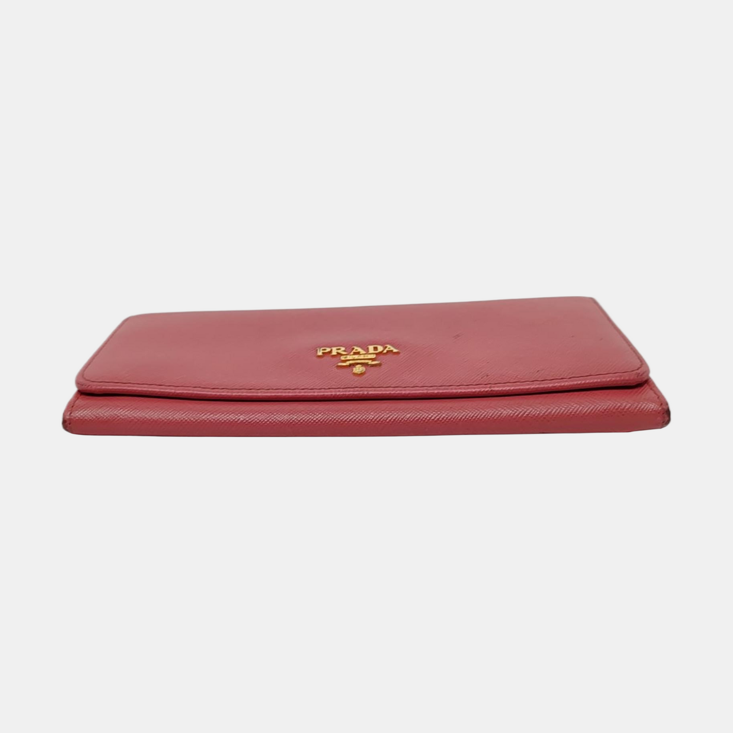 PRADA Pink cowhide cross-grain wallet Golden hardware-(SKU)-955720758