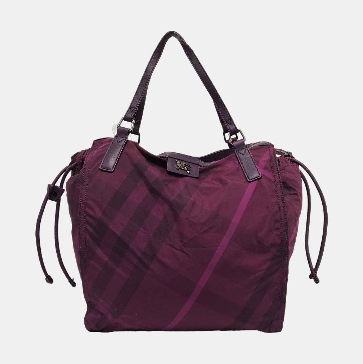 BURBERRY Buckleigh Purple Nylon Printed Single Shoulder Bag Handbag Black hardware-(SKU)-955908174
