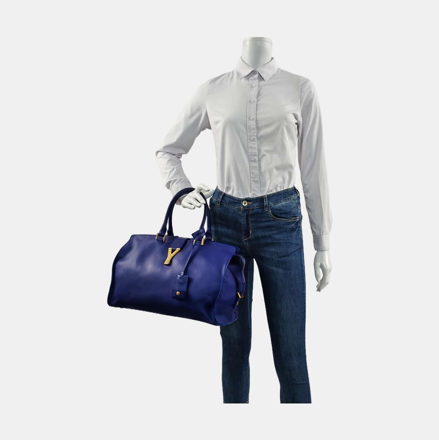 YSL CHYC Y LIGNE Medium size Dark Blue Leather Handbag Golden hardware-(SKU)-955766703
