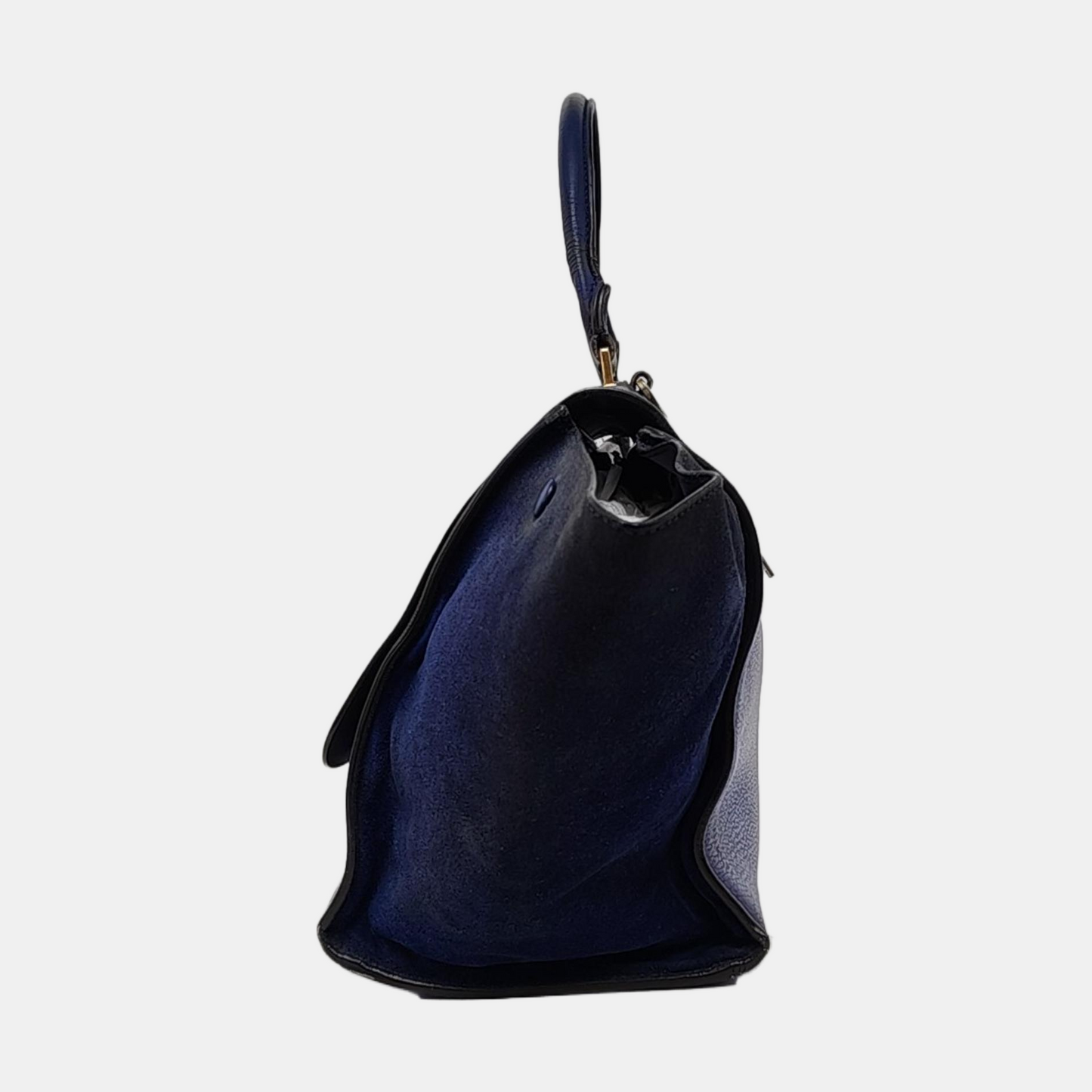 CELINE TRAPEZE Medium size Dark Blue Cowhide Swing Bag Single Shoulder Bag Handbag Golden hardware Removable shoulder strap-(SKU)-955832797