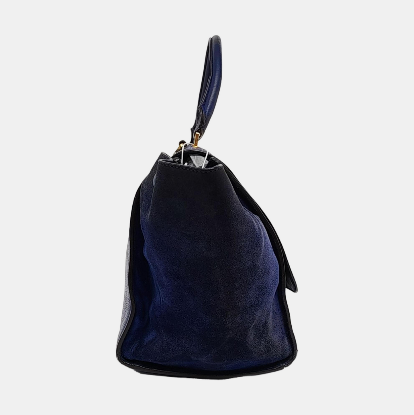 CELINE TRAPEZE Medium size Dark Blue Cowhide Swing Bag Single Shoulder Bag Handbag Golden hardware Removable shoulder strap-(SKU)-955832797