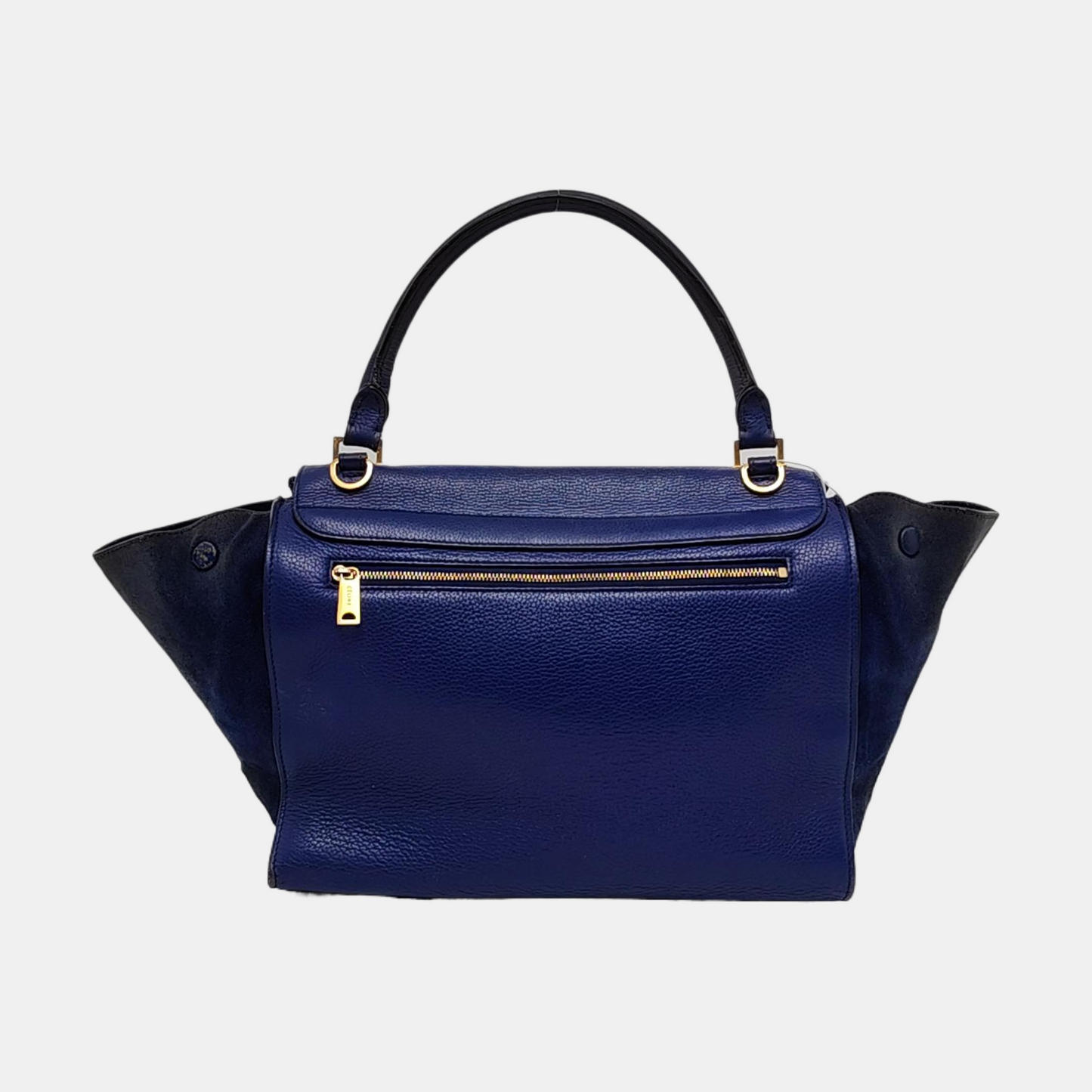 CELINE TRAPEZE Medium size Dark Blue Cowhide Swing Bag Single Shoulder Bag Handbag Golden hardware Removable shoulder strap-(SKU)-955832797