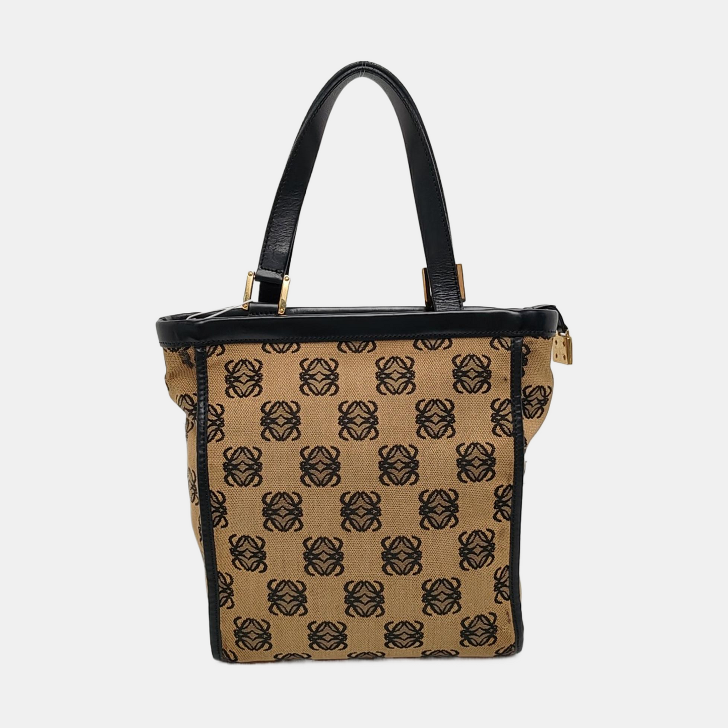 LOEWE Tote bag Brown Canvas Monogrammed Tote Bag Golden hardware-(SKU)-955759577
