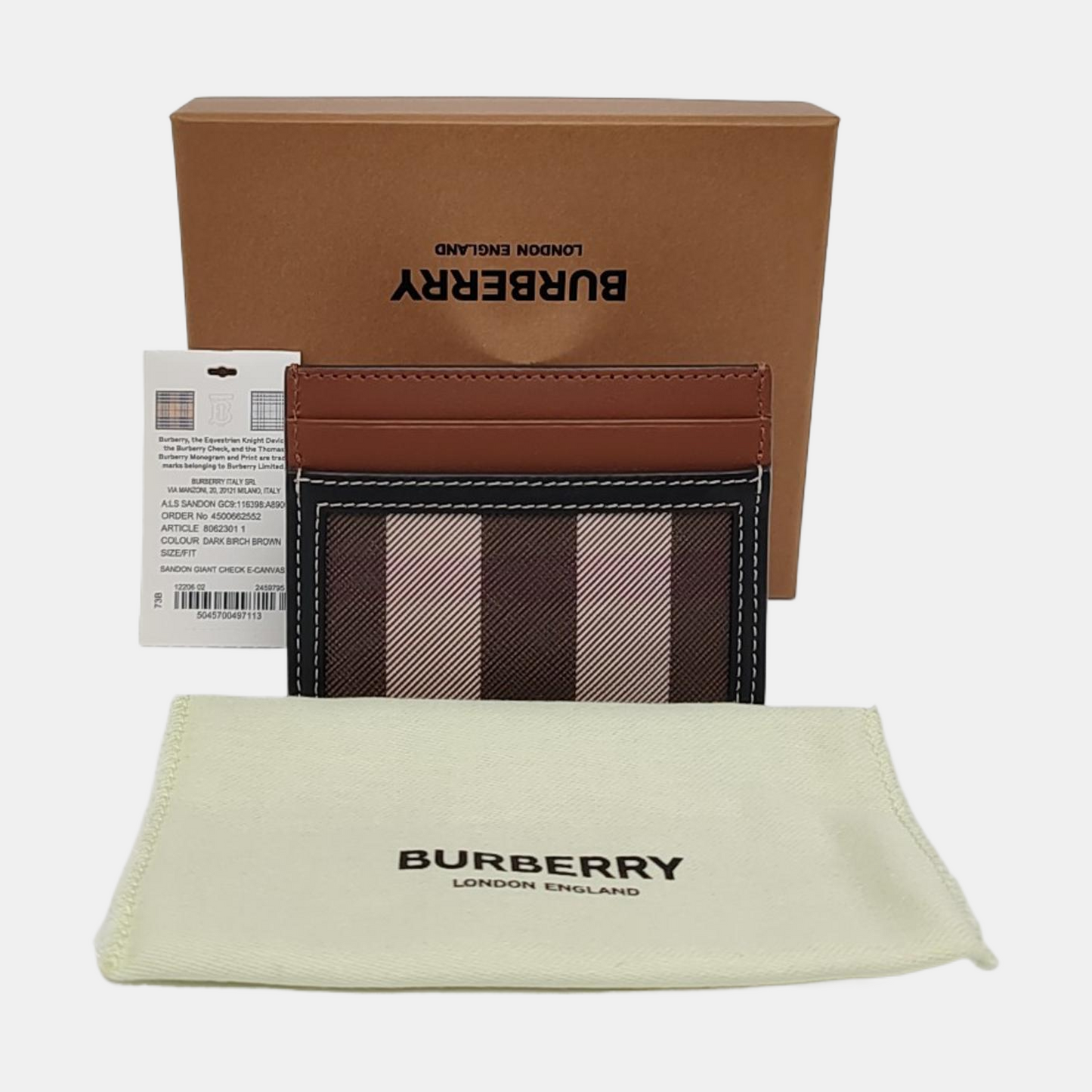 BURBERRY Brown Coated Canvas Card Holder-(SKU)-956007782