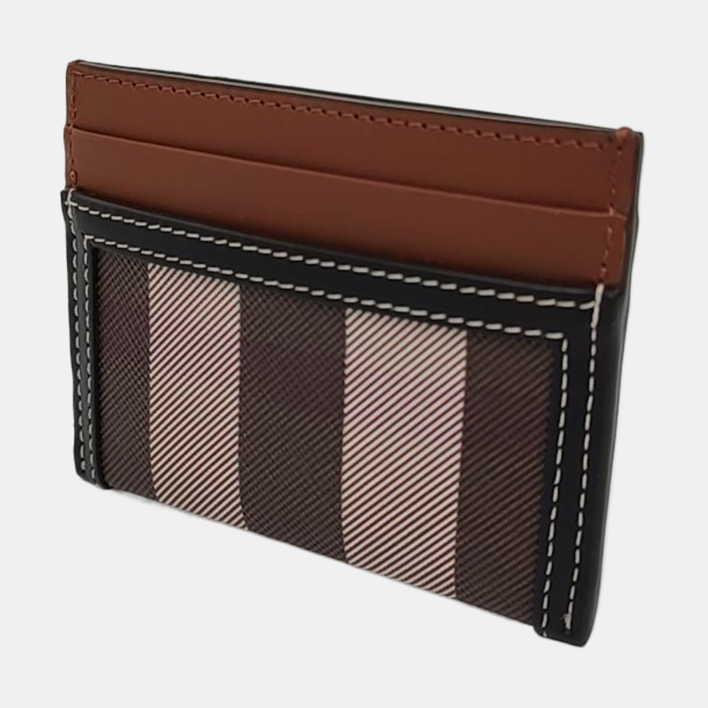 BURBERRY Brown Coated Canvas Card Holder-(SKU)-956007782