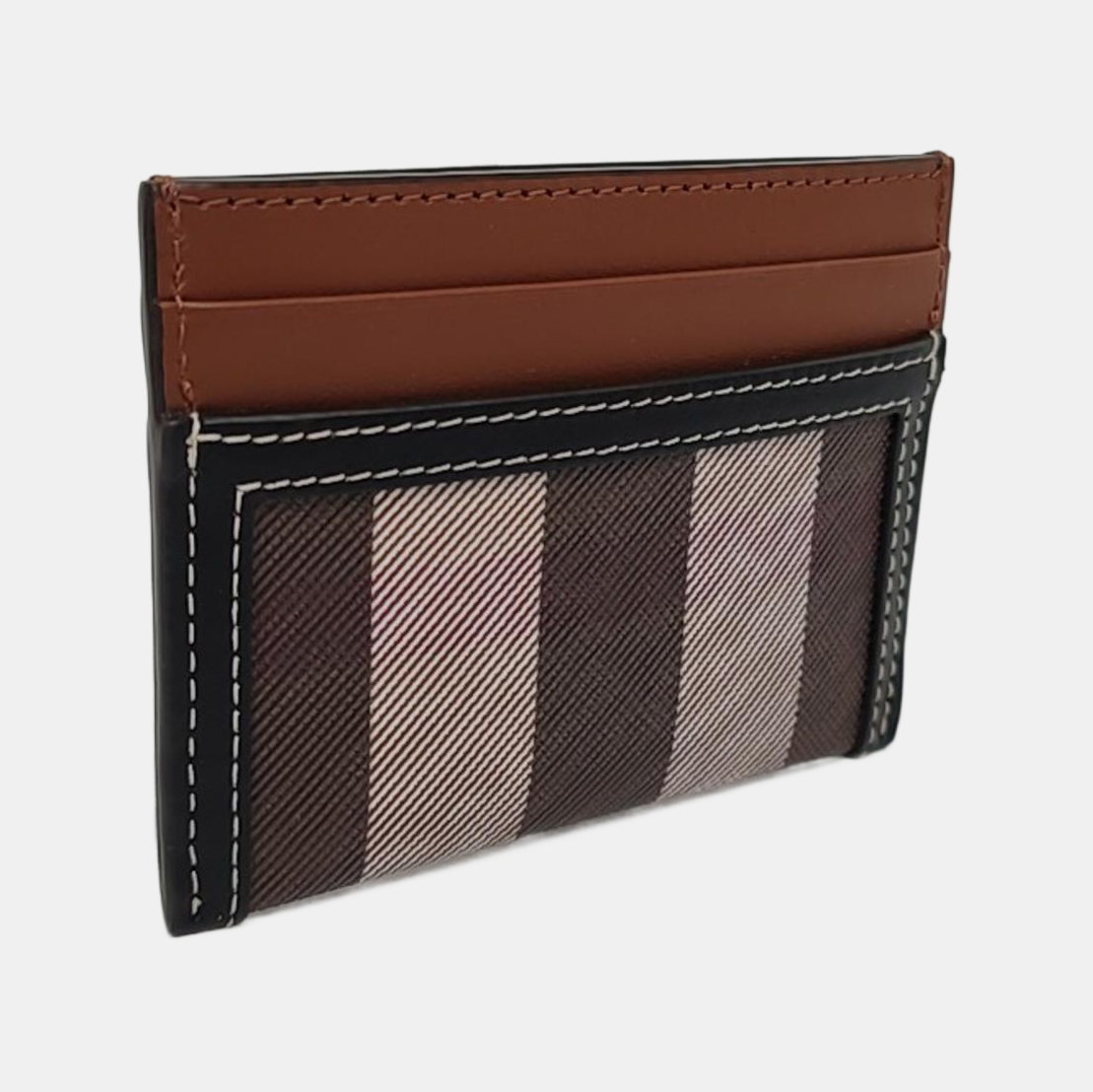 BURBERRY Brown Coated Canvas Card Holder-(SKU)-956007782