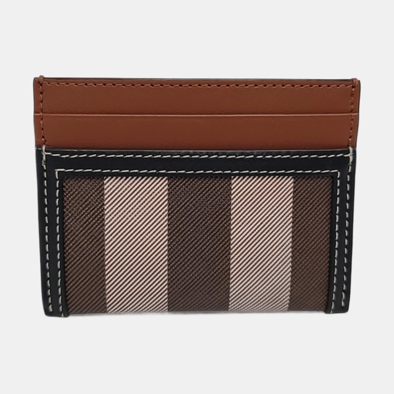 BURBERRY Brown Coated Canvas Card Holder-(SKU)-956007782
