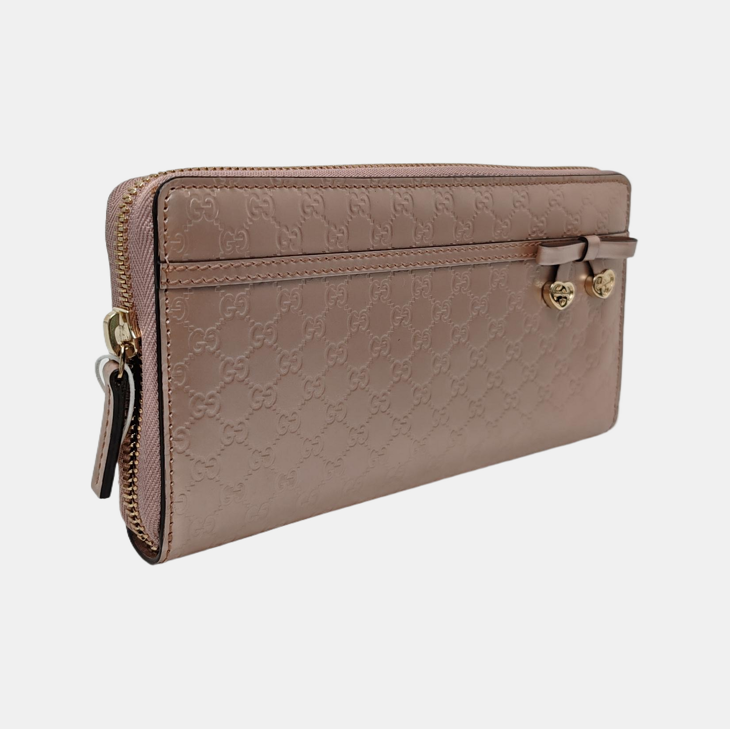 GUCCI Pink Patent Leather Monogram Embossed Wallet Golden hardware-(SKU)-955940441